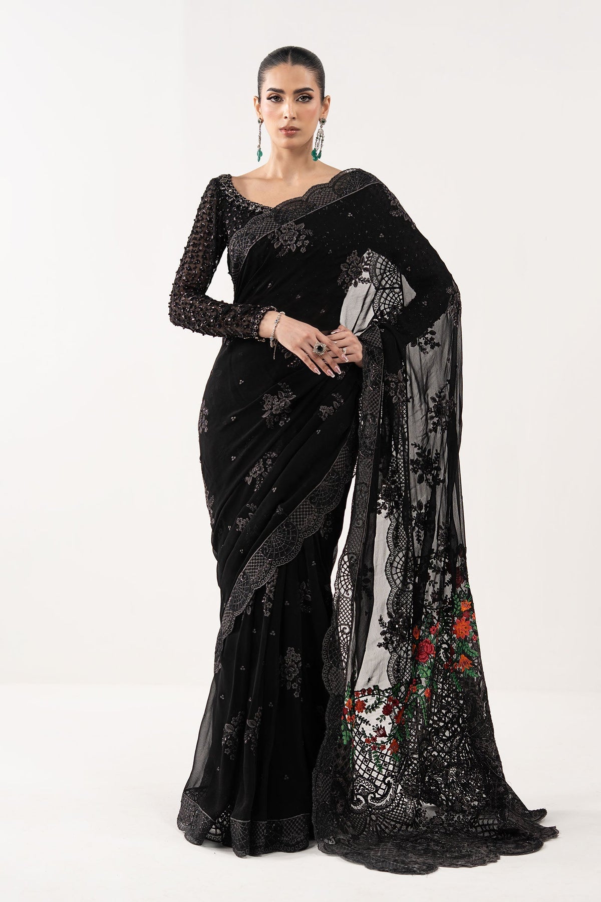 Embroidered Chiffon Saree