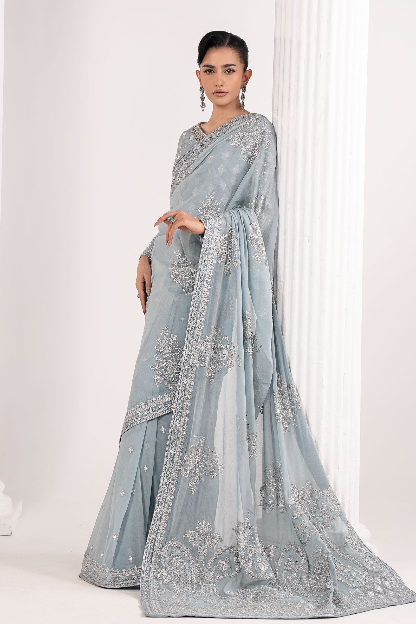 Embroidered Chiffon Saree