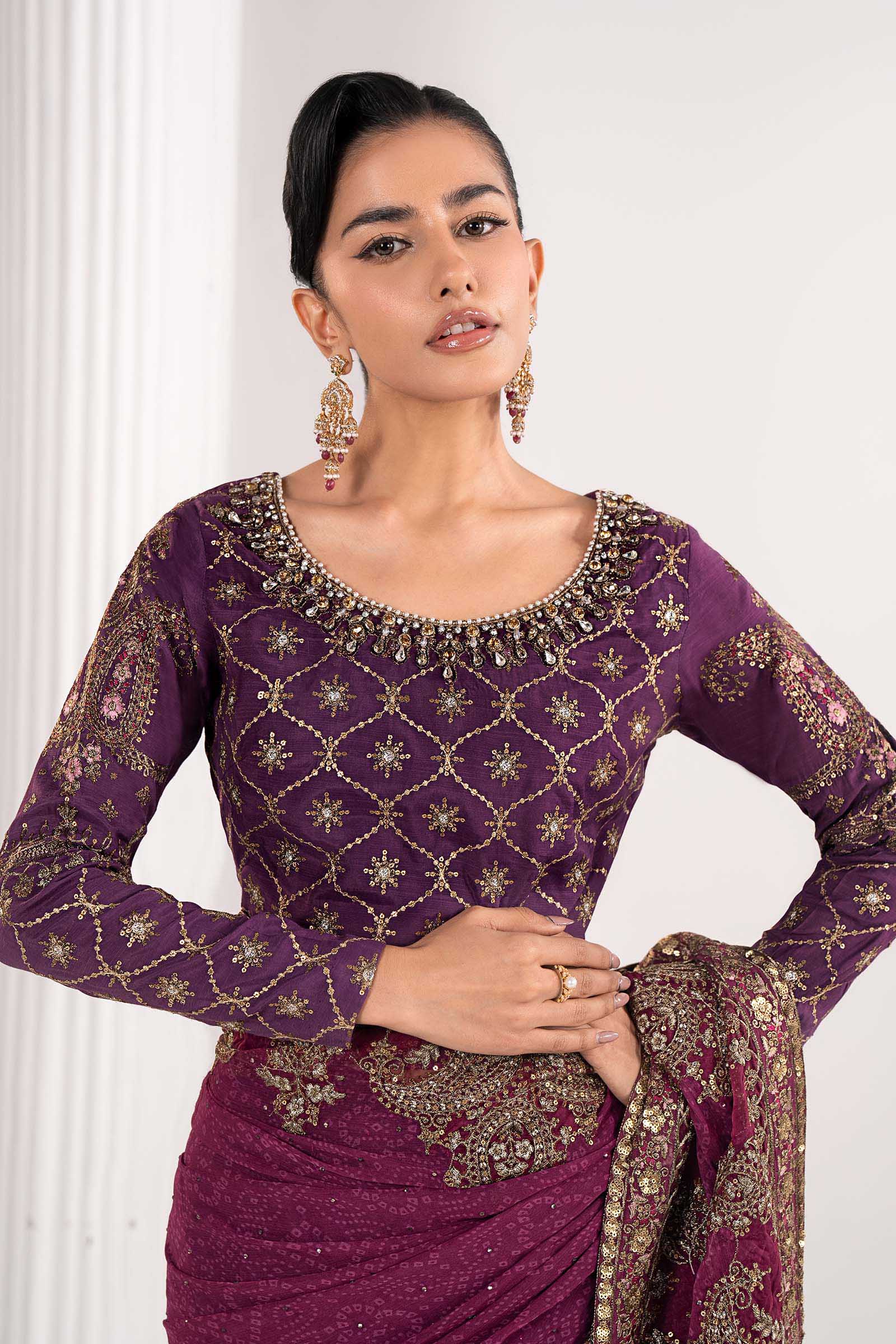 Embroidered Chiffon Saree