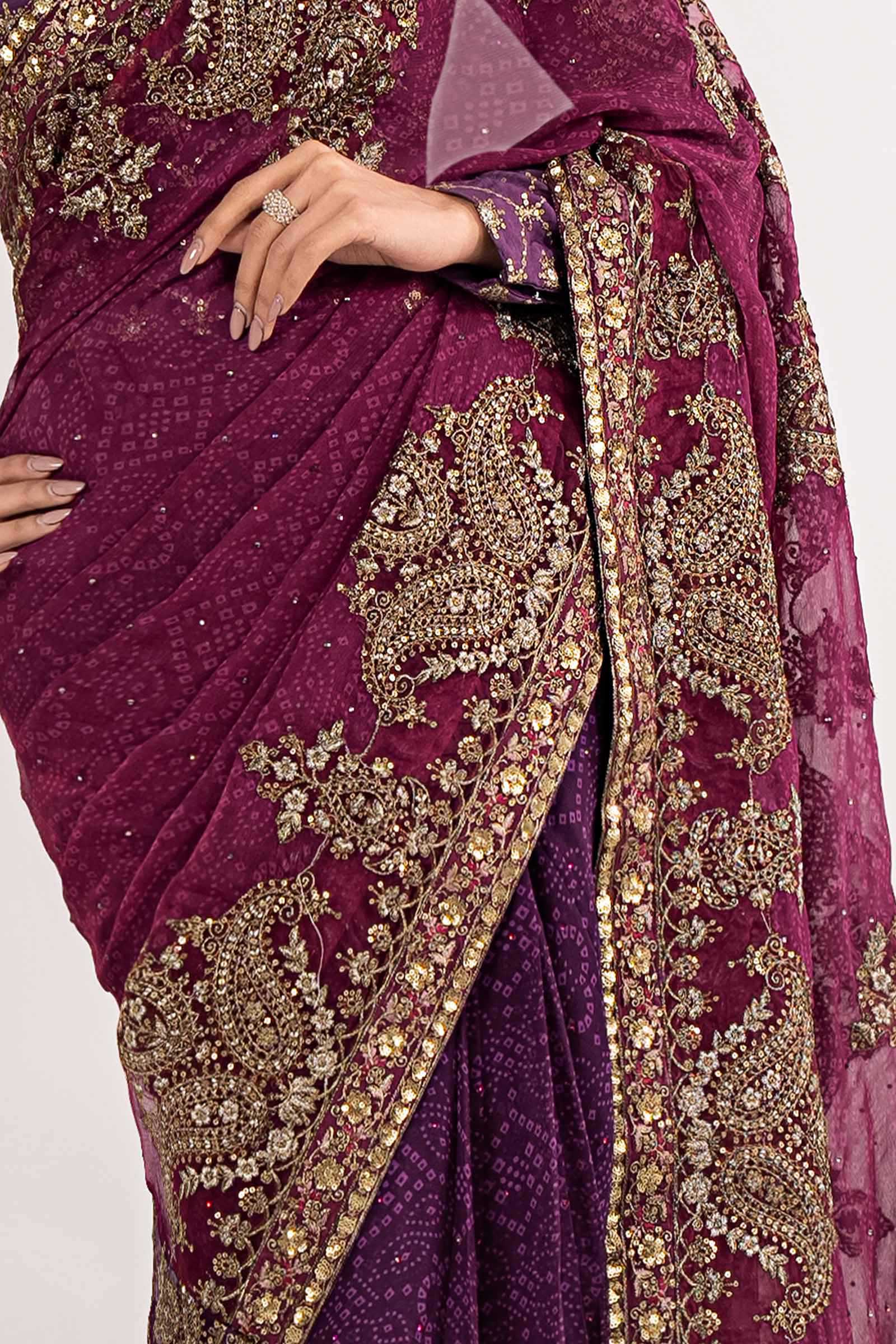 Embroidered Chiffon Saree