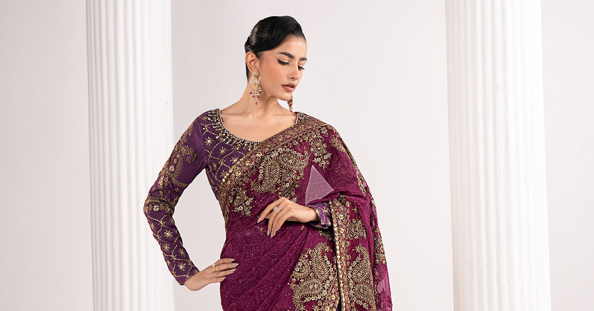 Embroidered Chiffon Saree
