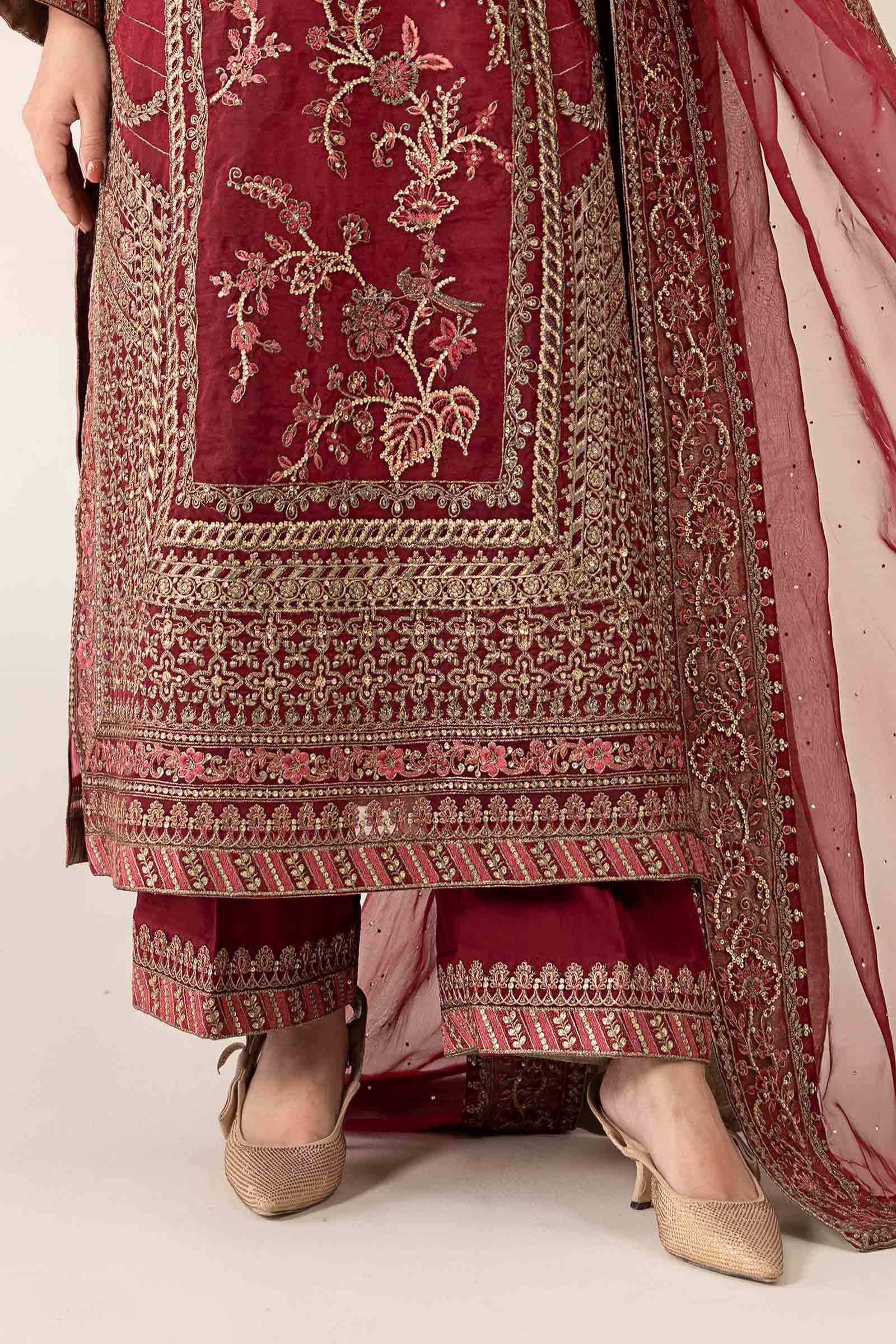 3 Piece Embroidered Organza Suit