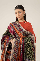 3 Piece Embroidered Raw Silk Suit
