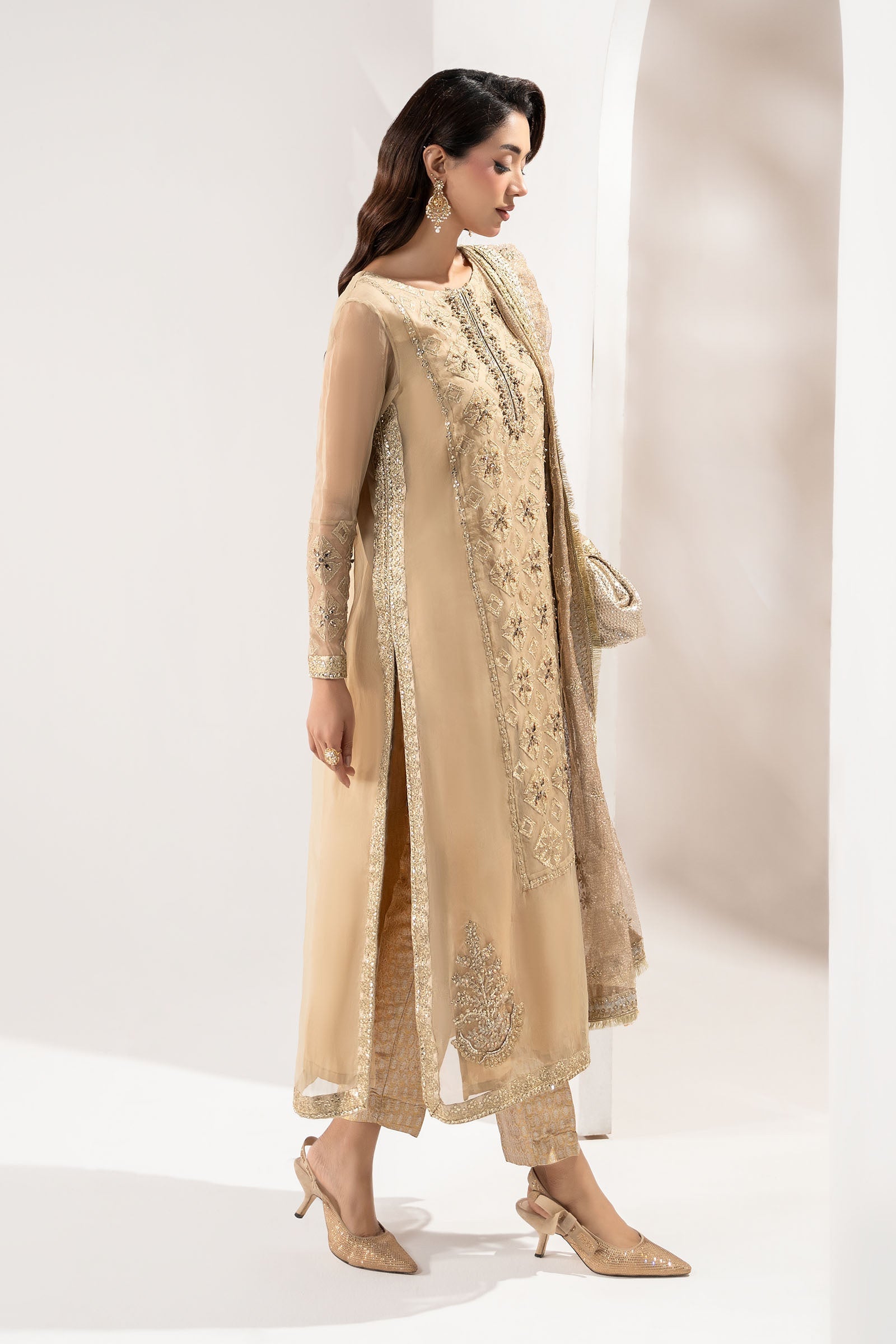 3 Piece Embroidered Organza Suit