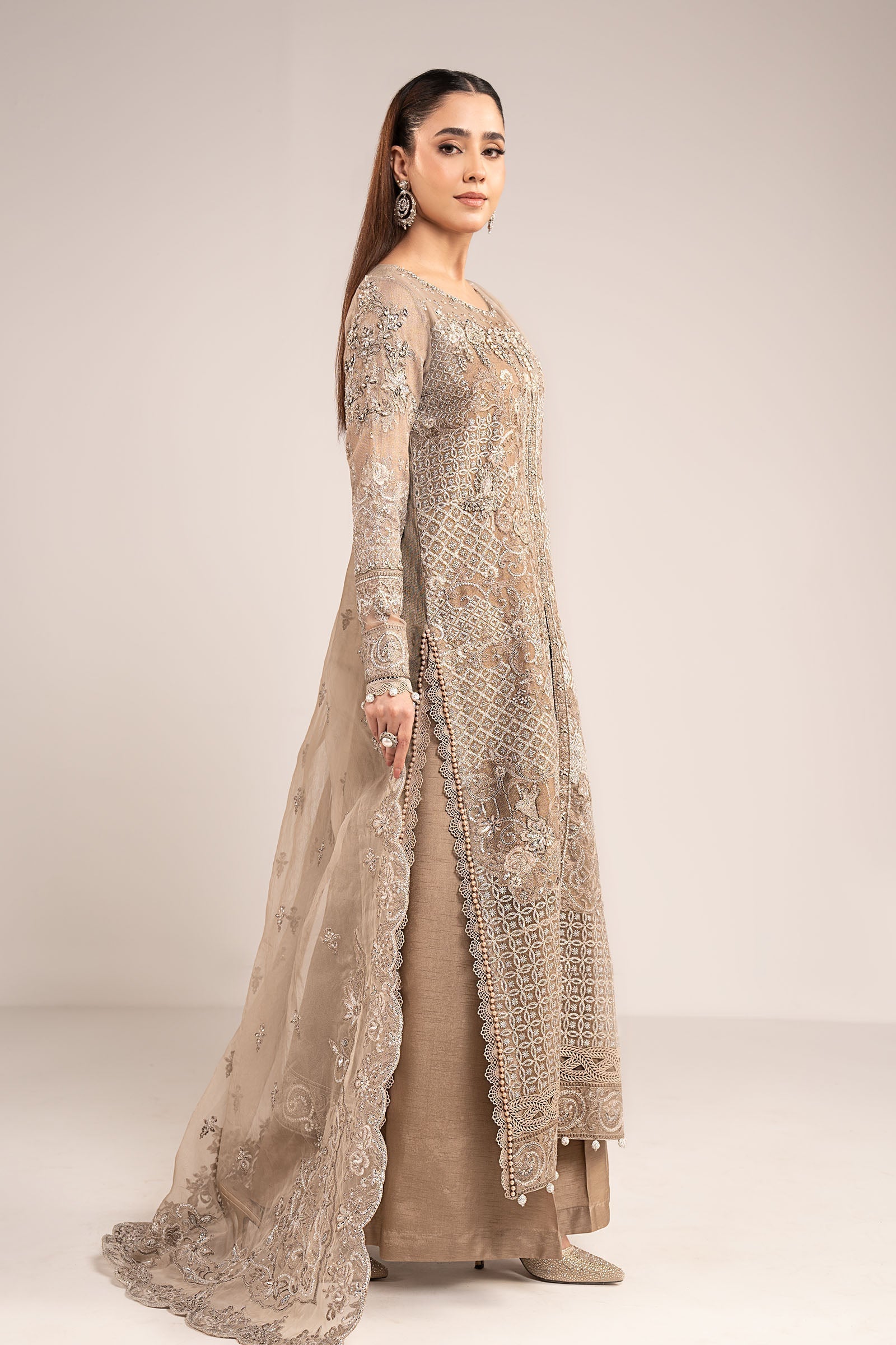 3 Piece Embroidered Net Suit