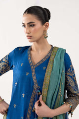 3 Piece Embroidered Raw Silk Suit