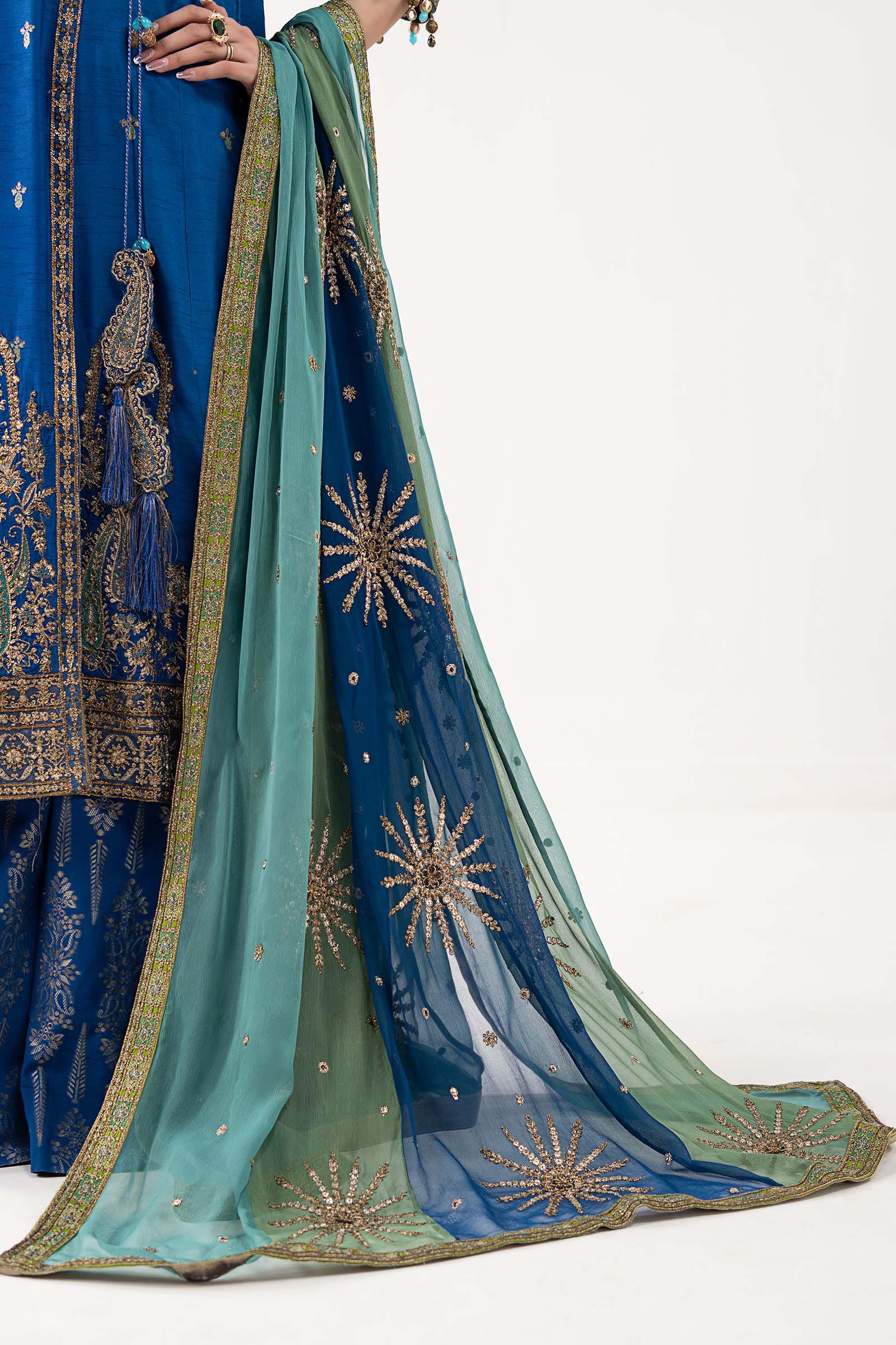 3 Piece Embroidered Raw Silk Suit