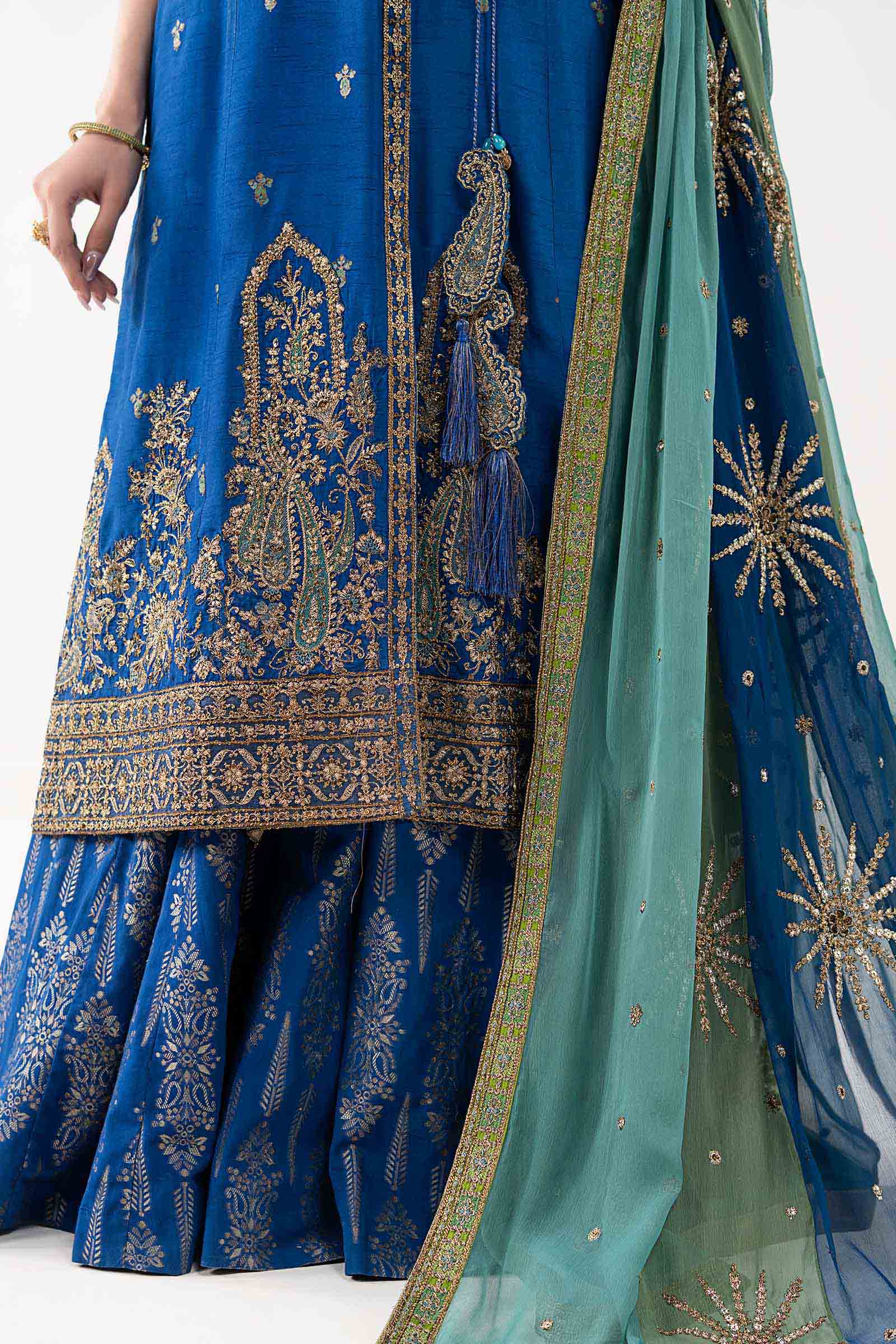3 Piece Embroidered Raw Silk Suit