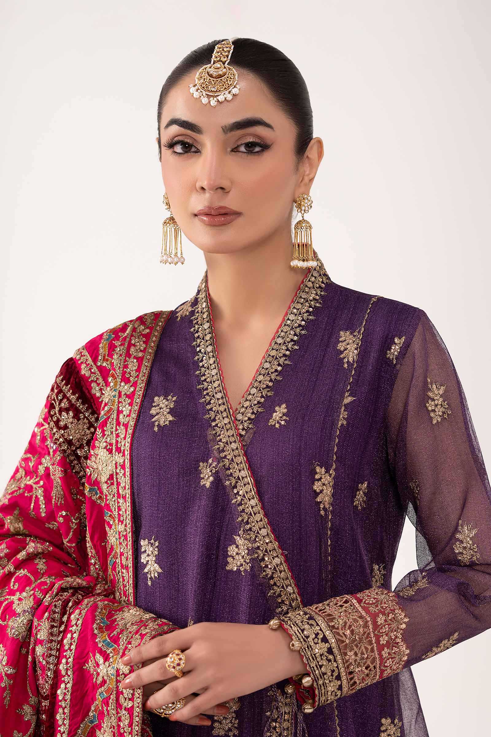 3 Piece Embroidered Zari Net Suit