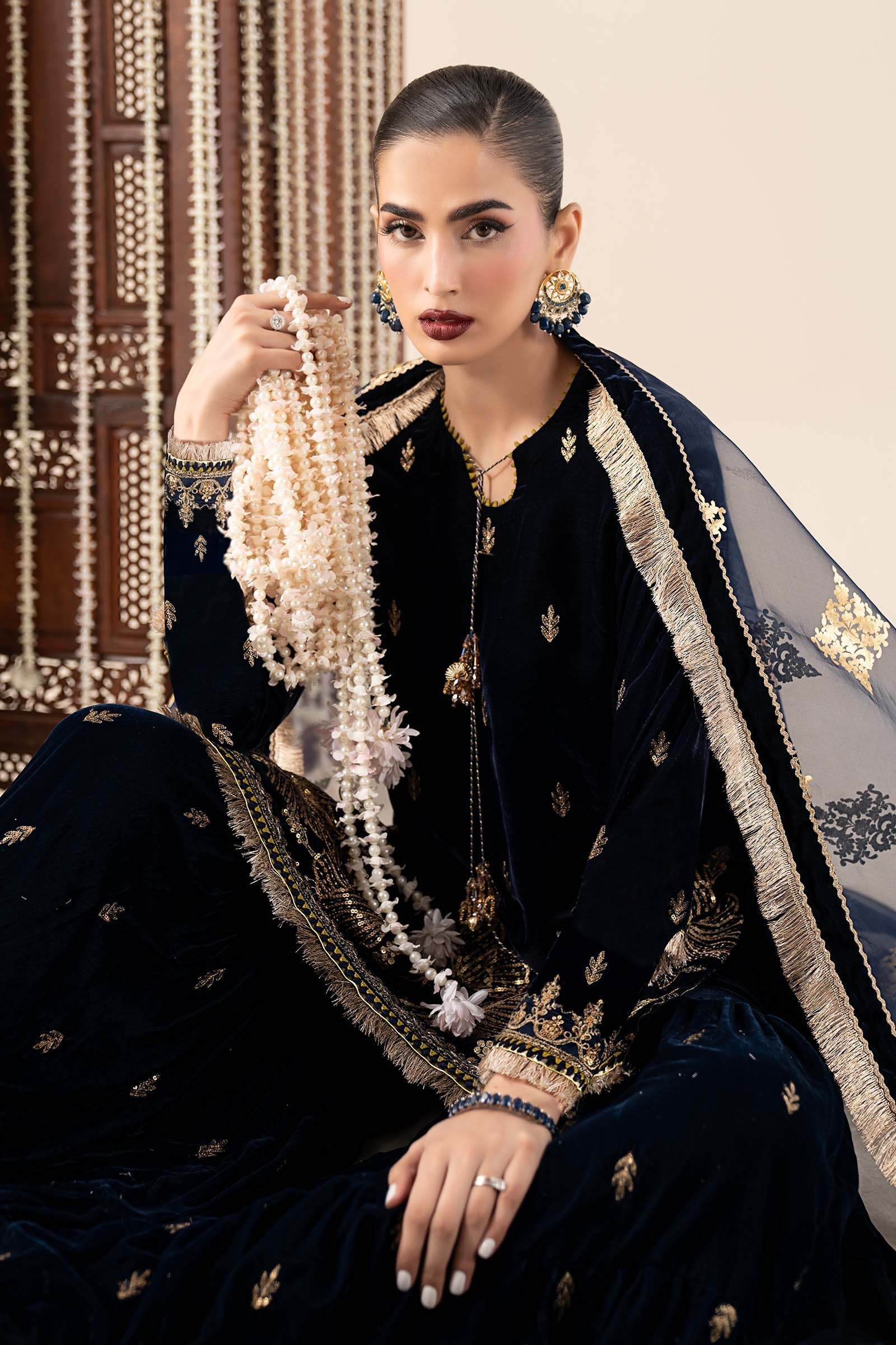 3 Piece Embroidered Velvet Suit