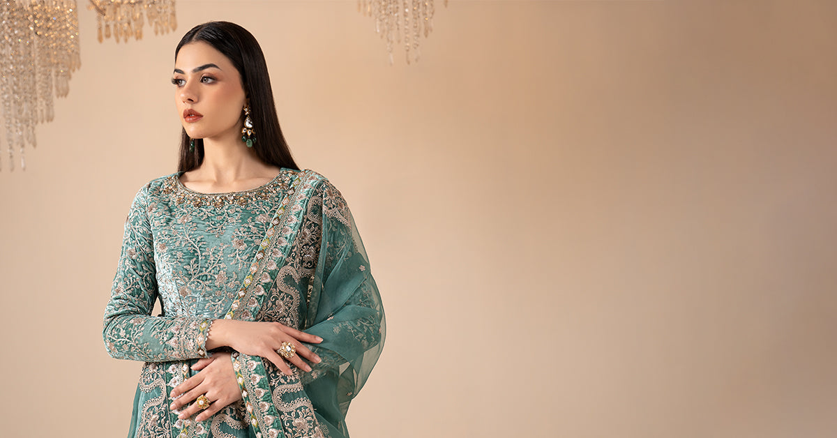 3 Piece Embroidered Velvet Suit
