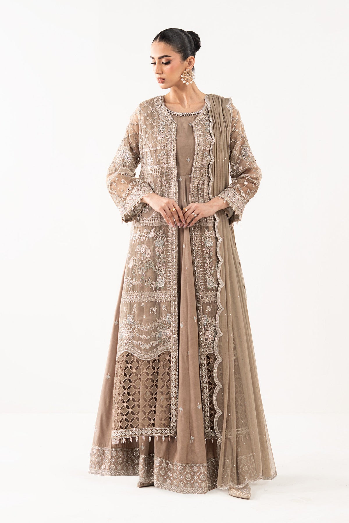 3 Piece Embroidered Organza Suit