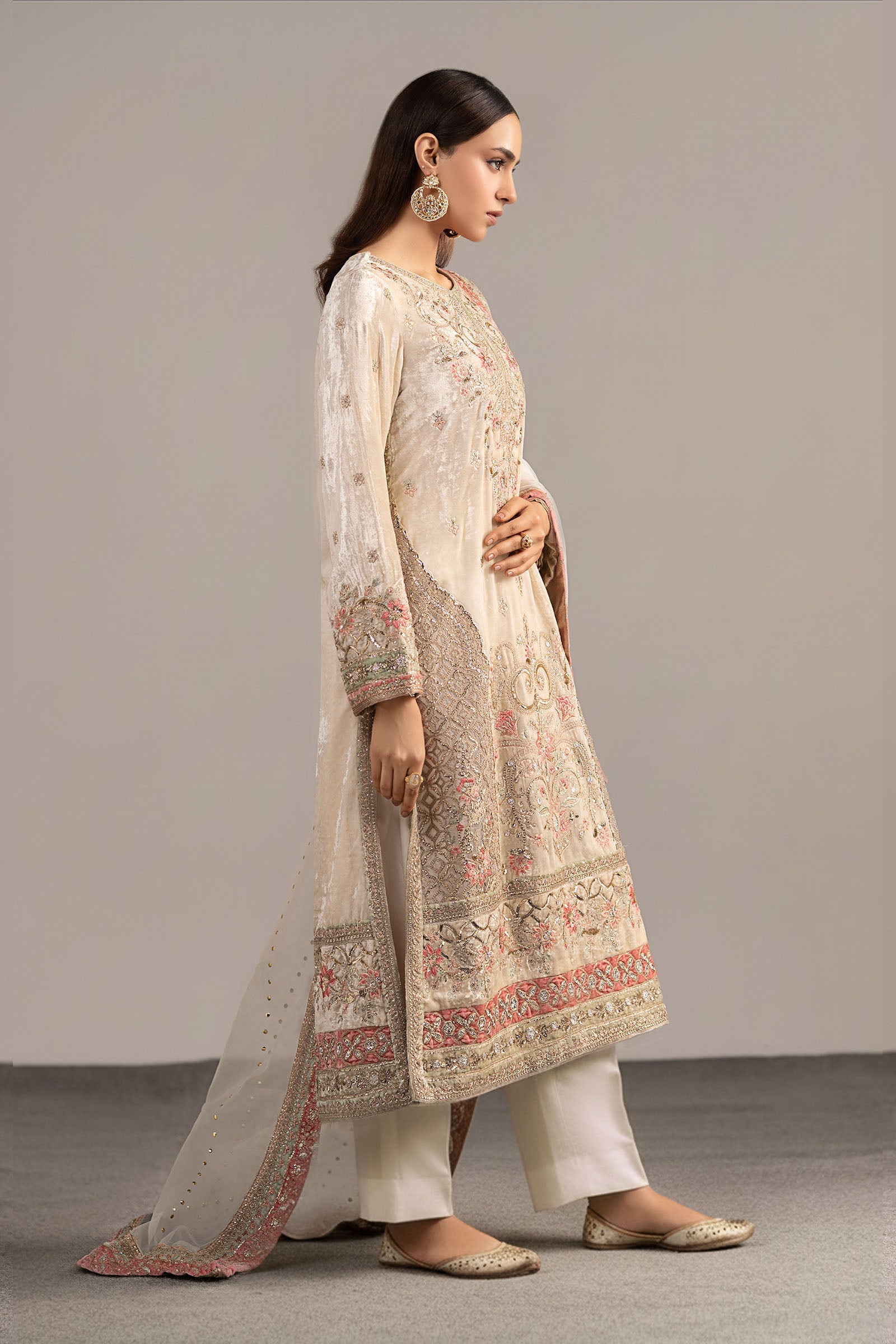 3 Piece Embroidered Velvet Suit
