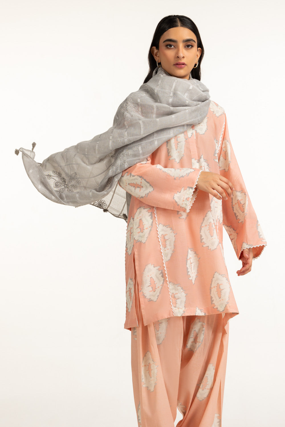 Acrylic Dobby Embroidered Shawl