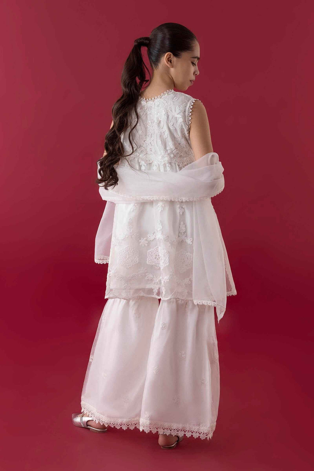 Stitched Kids Embroidered Net Suit
