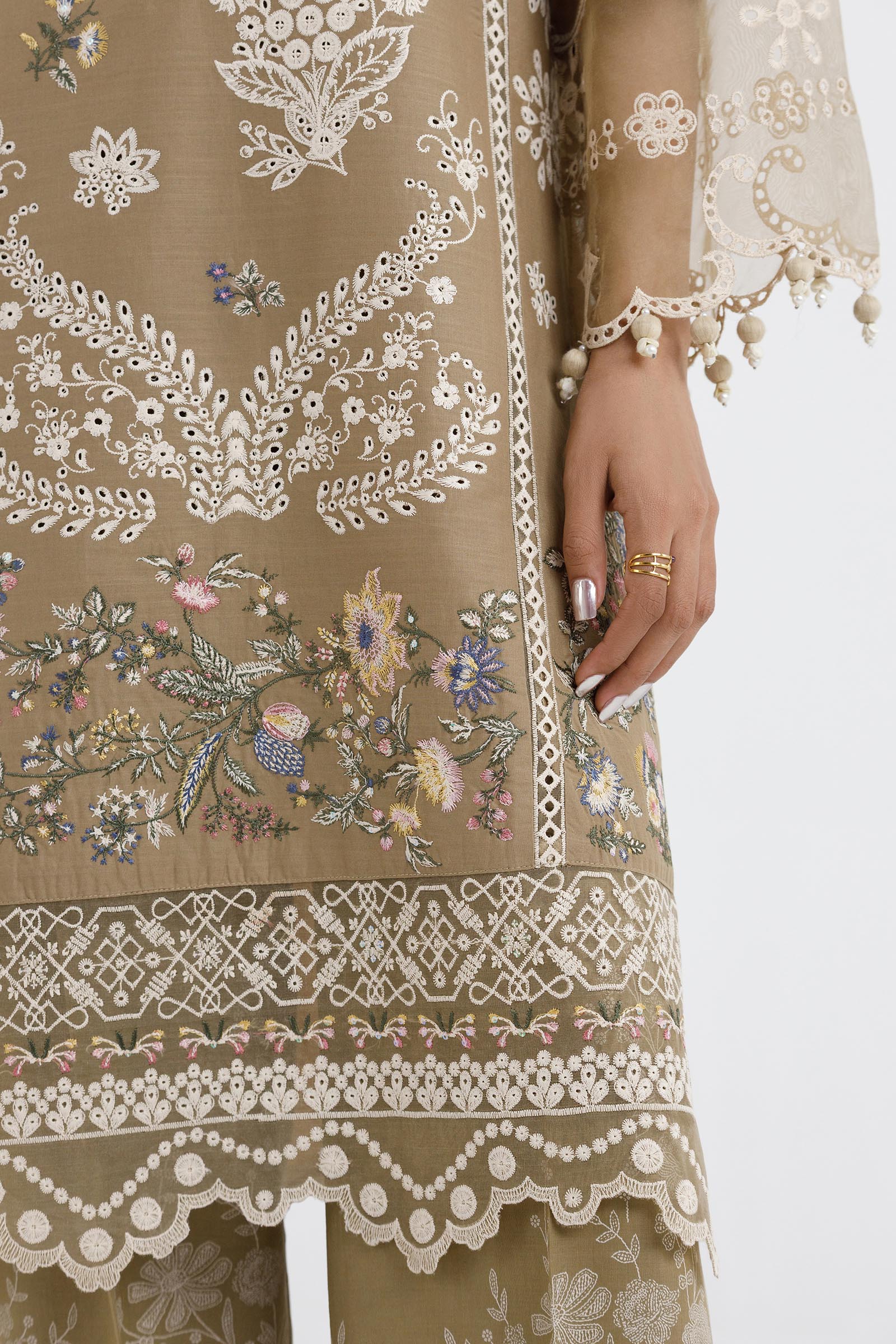 Stitched Embroidered Lawn Shirt+ Culotte