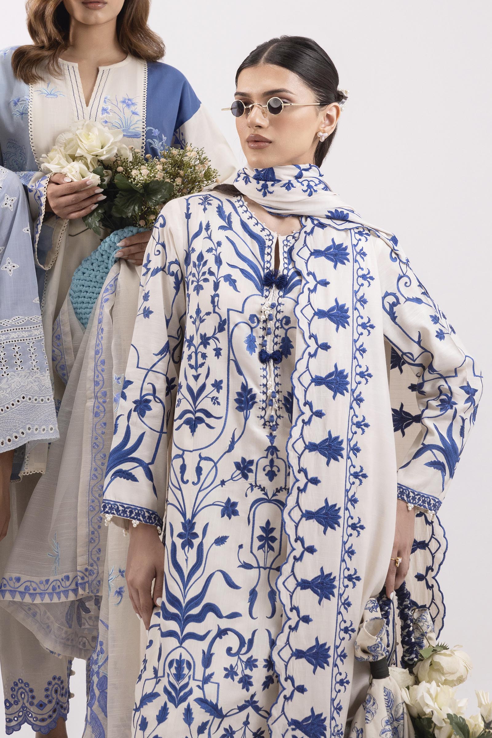 Stitched Embroidered Raw Silk Suit