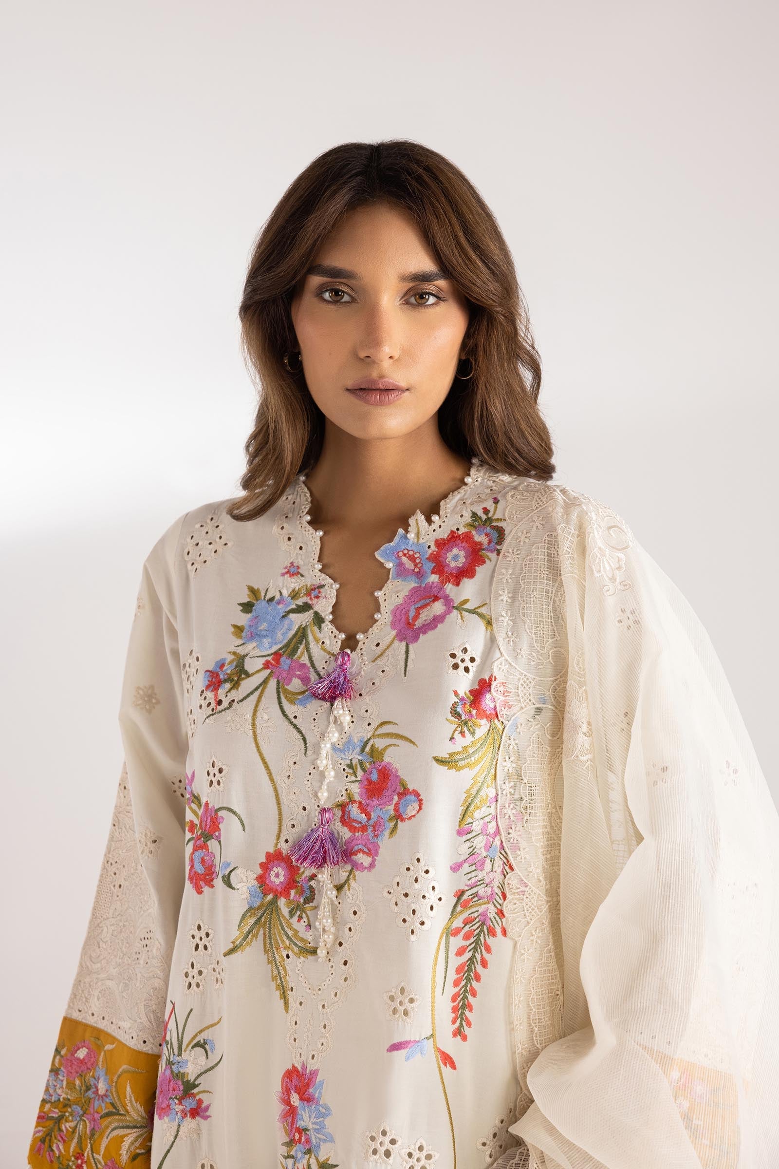 Stitched Lawn Embroidered Shirt+ Culotte