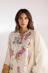 Stitched Lawn Embroidered Shirt+ Culotte