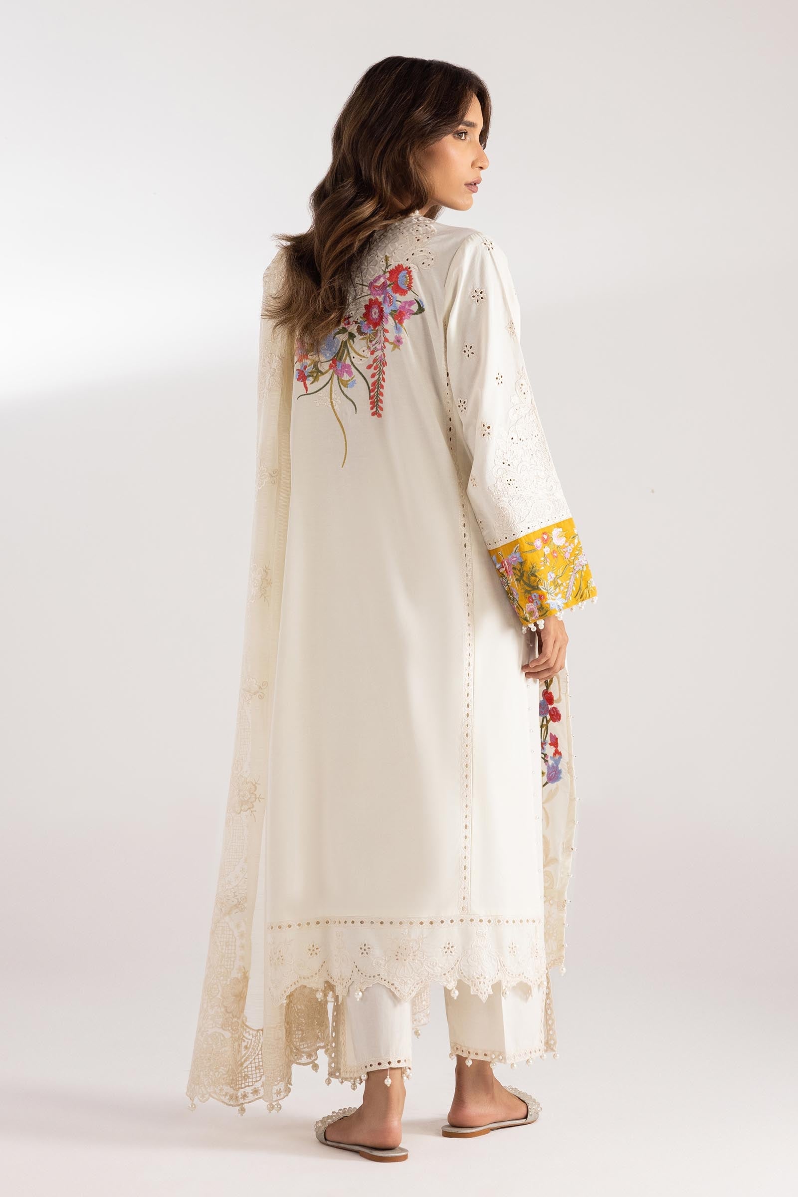 Stitched Lawn Embroidered Shirt+ Culotte