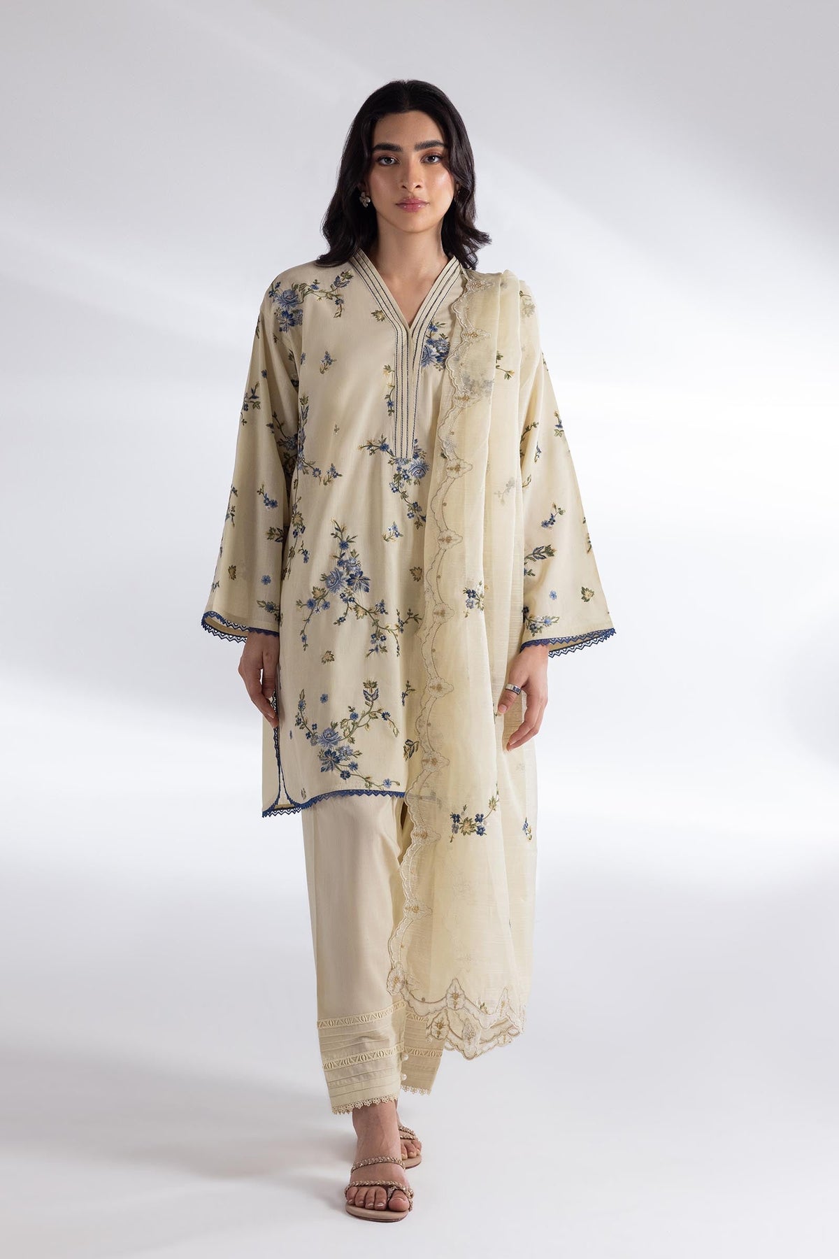 Stitched Embroidered Skinny Shalwar