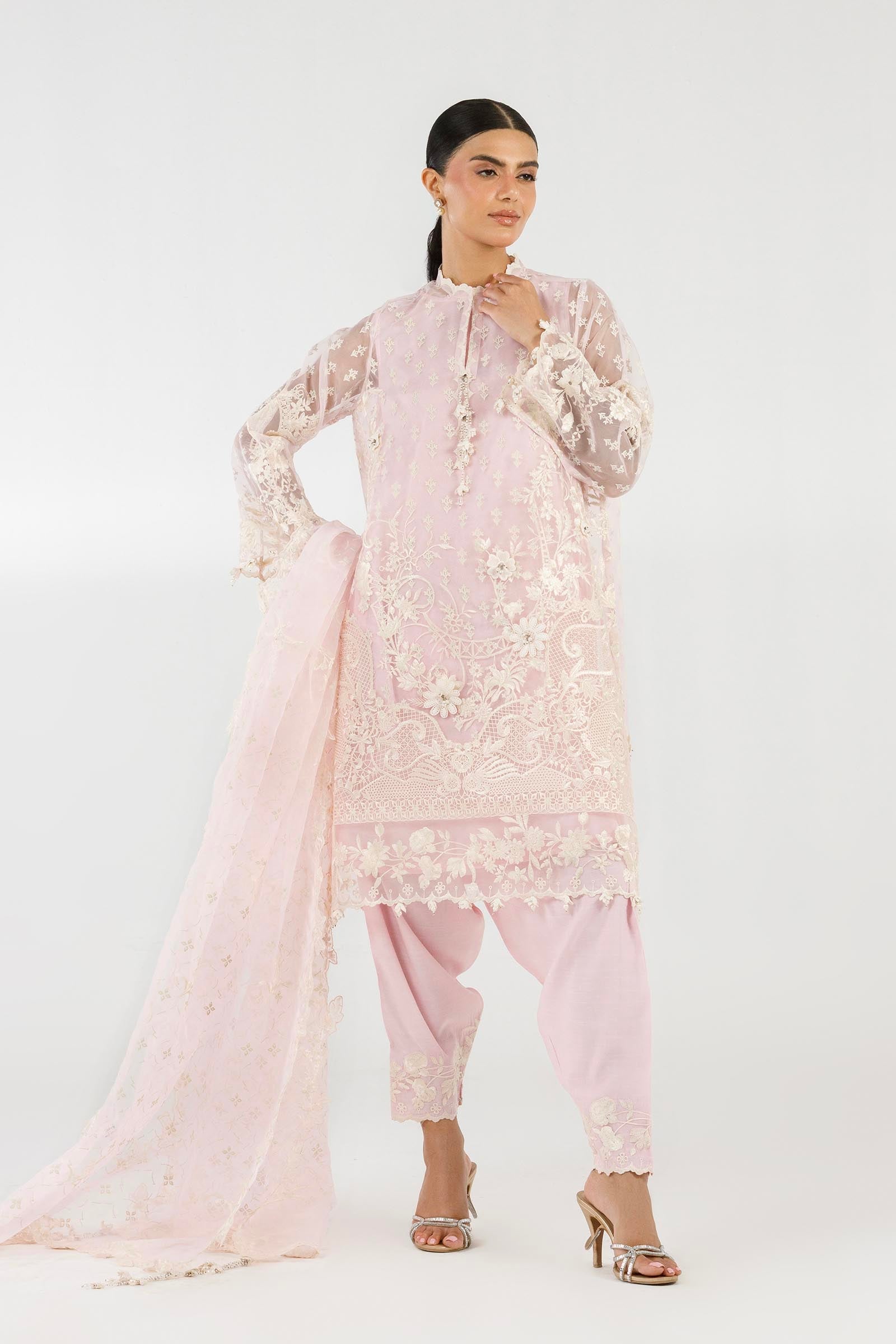 Stitched Embroidered Shirt + Shalwar + Dupatta