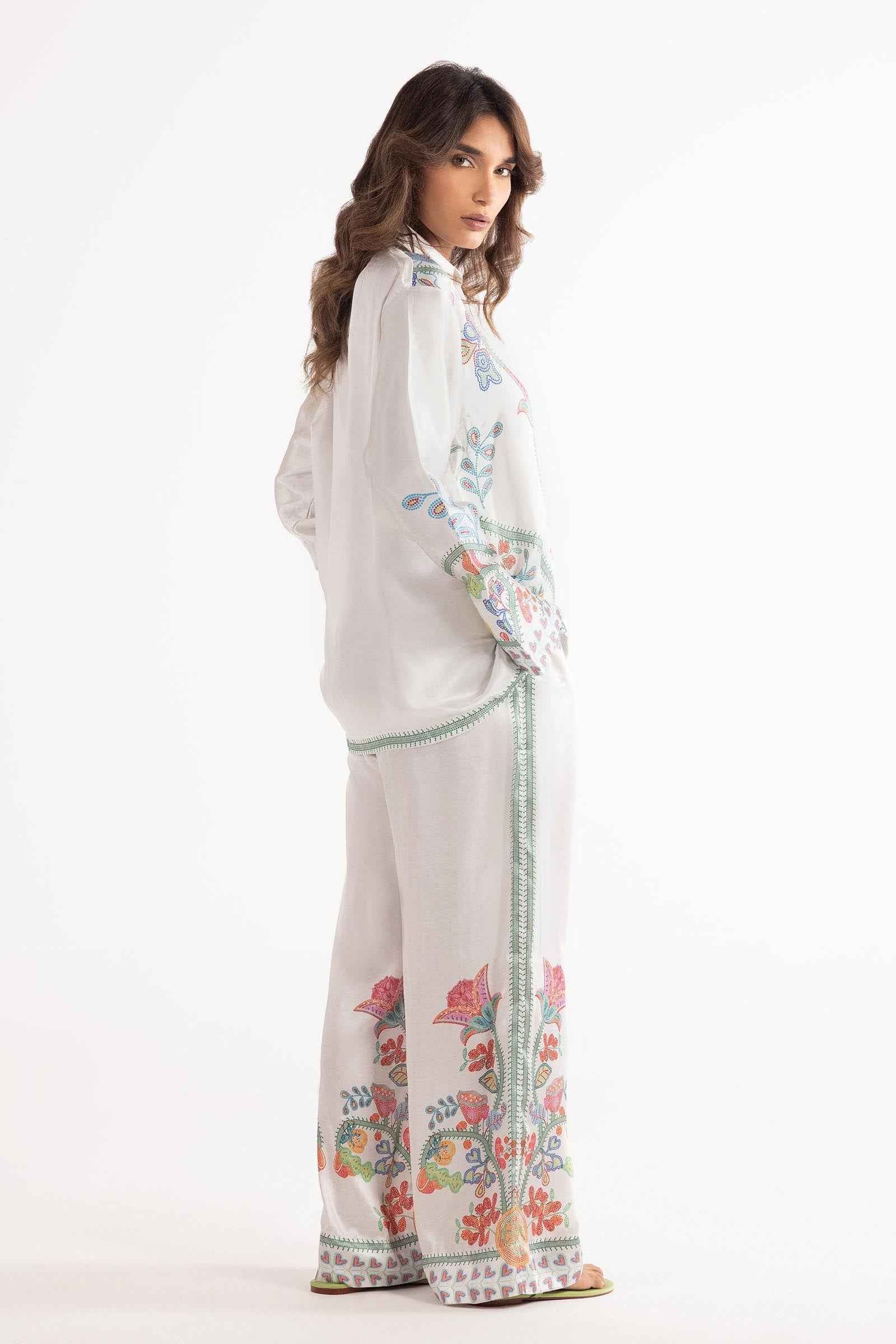 Stitched Printed Wesst Satin Shirt