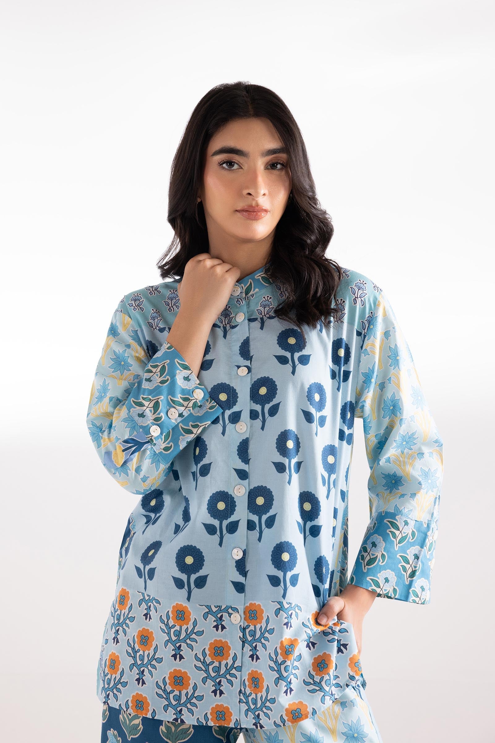 Stitched Printed Textured Wesst Shirt