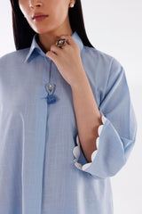 Stitched Dyed Lawn Shirt + Culotte