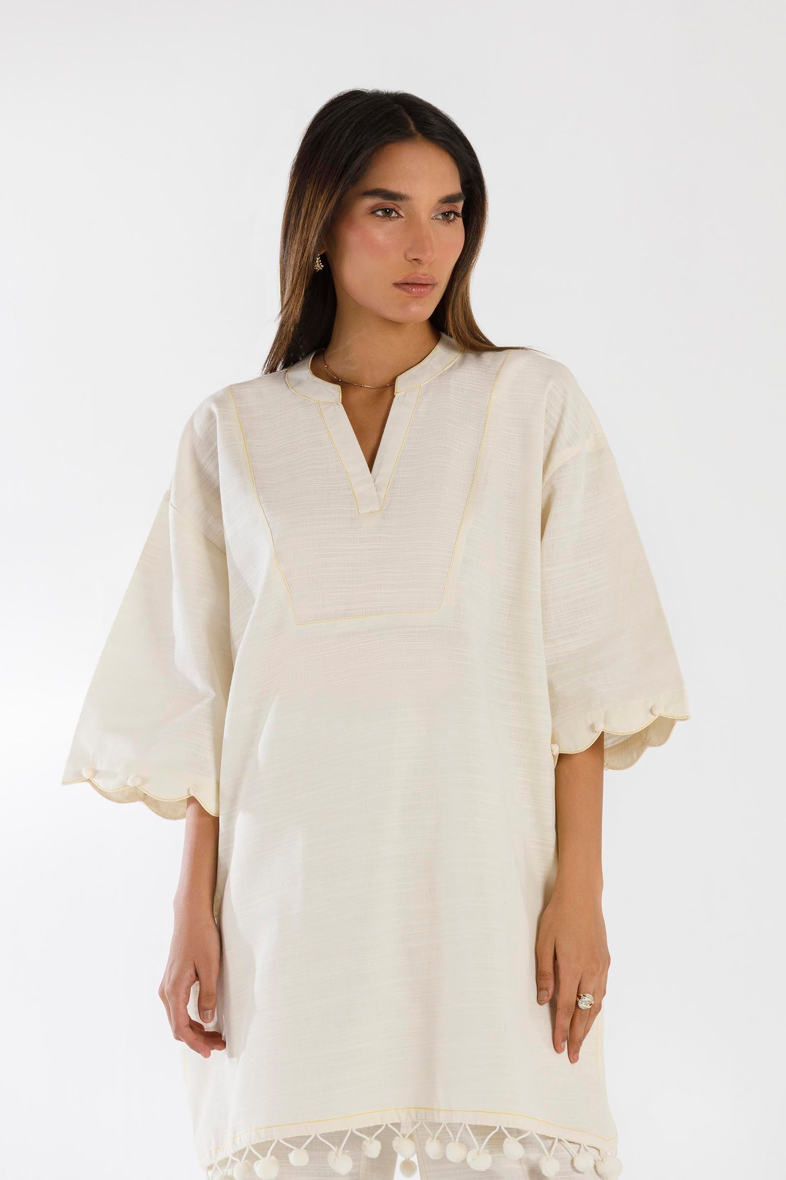 Stitched Khaddar Slub Shirt + Culotte