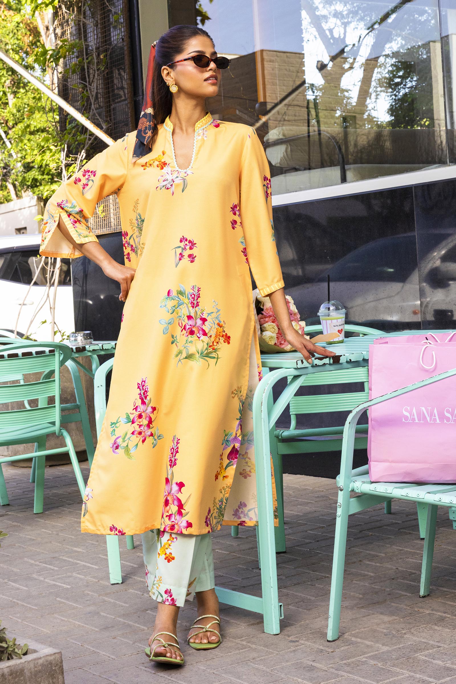 Stitched Printed Viscose Shirt+ Culotte