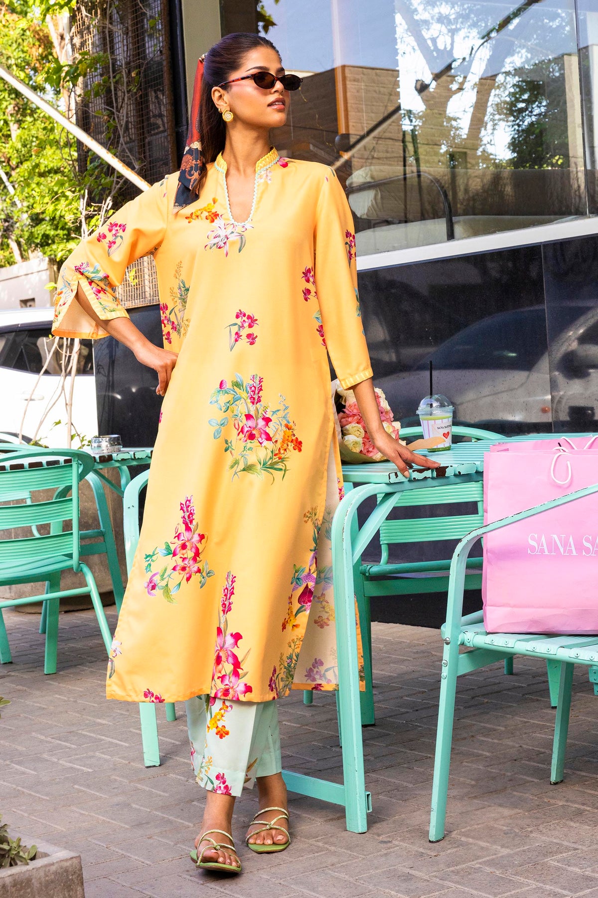 Stitched Printed Viscose Shirt+ Culotte