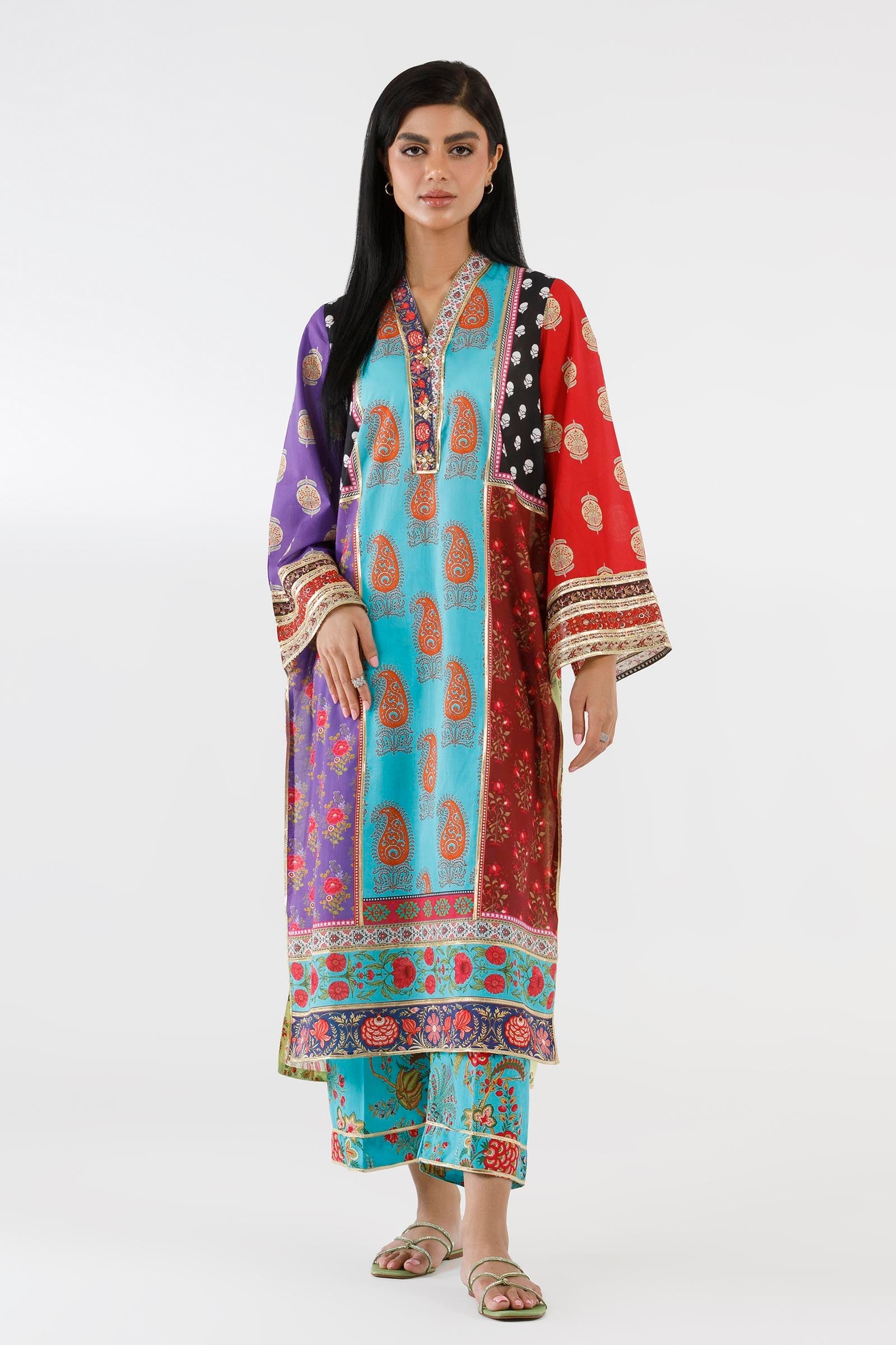 Stitched Embroidered Lawn Shirt+ Culotte