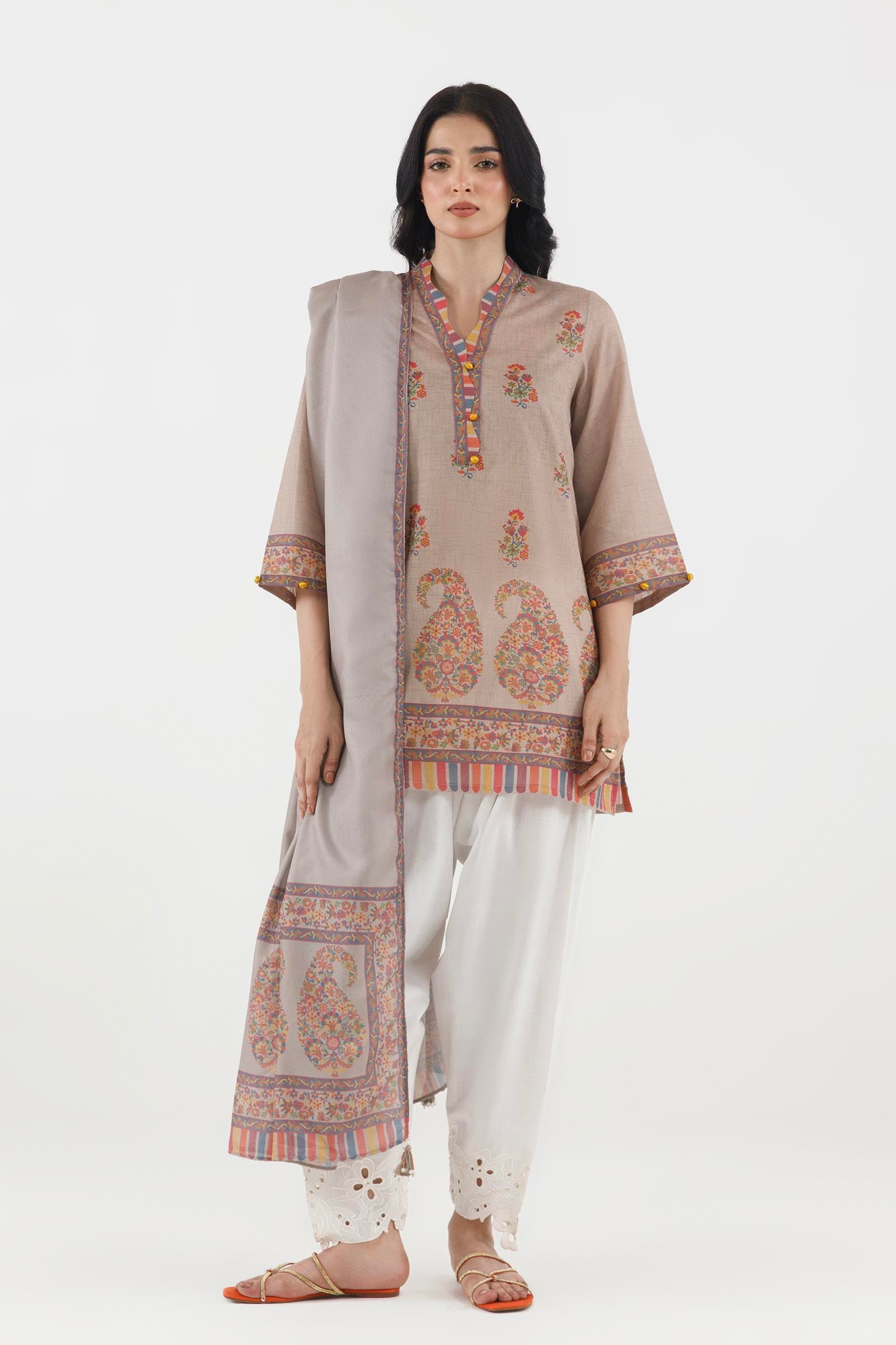 Stitched Printed Fancy Dobby Shirt+ Dupatta