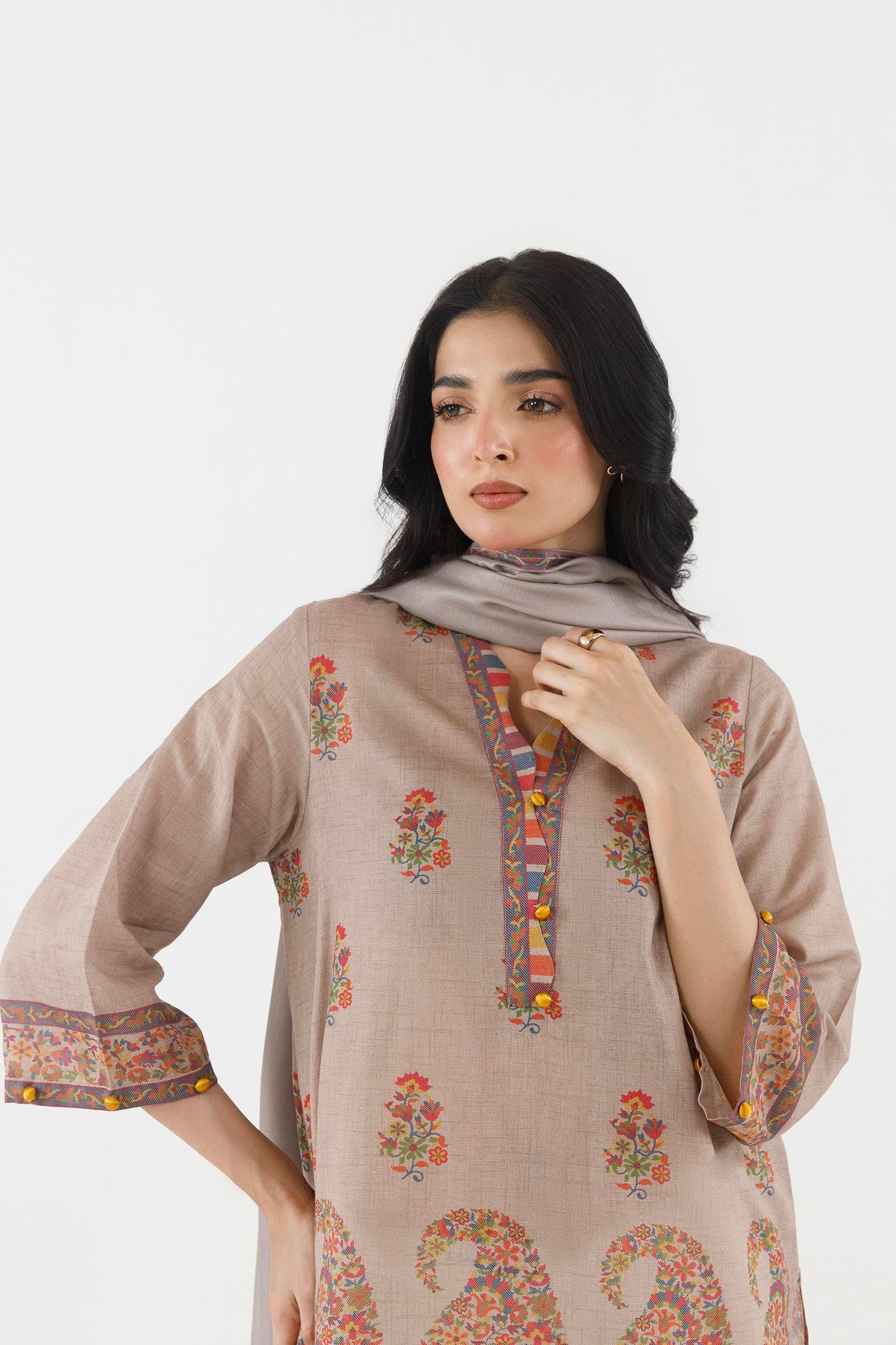 Stitched Printed Fancy Dobby Shirt+ Dupatta