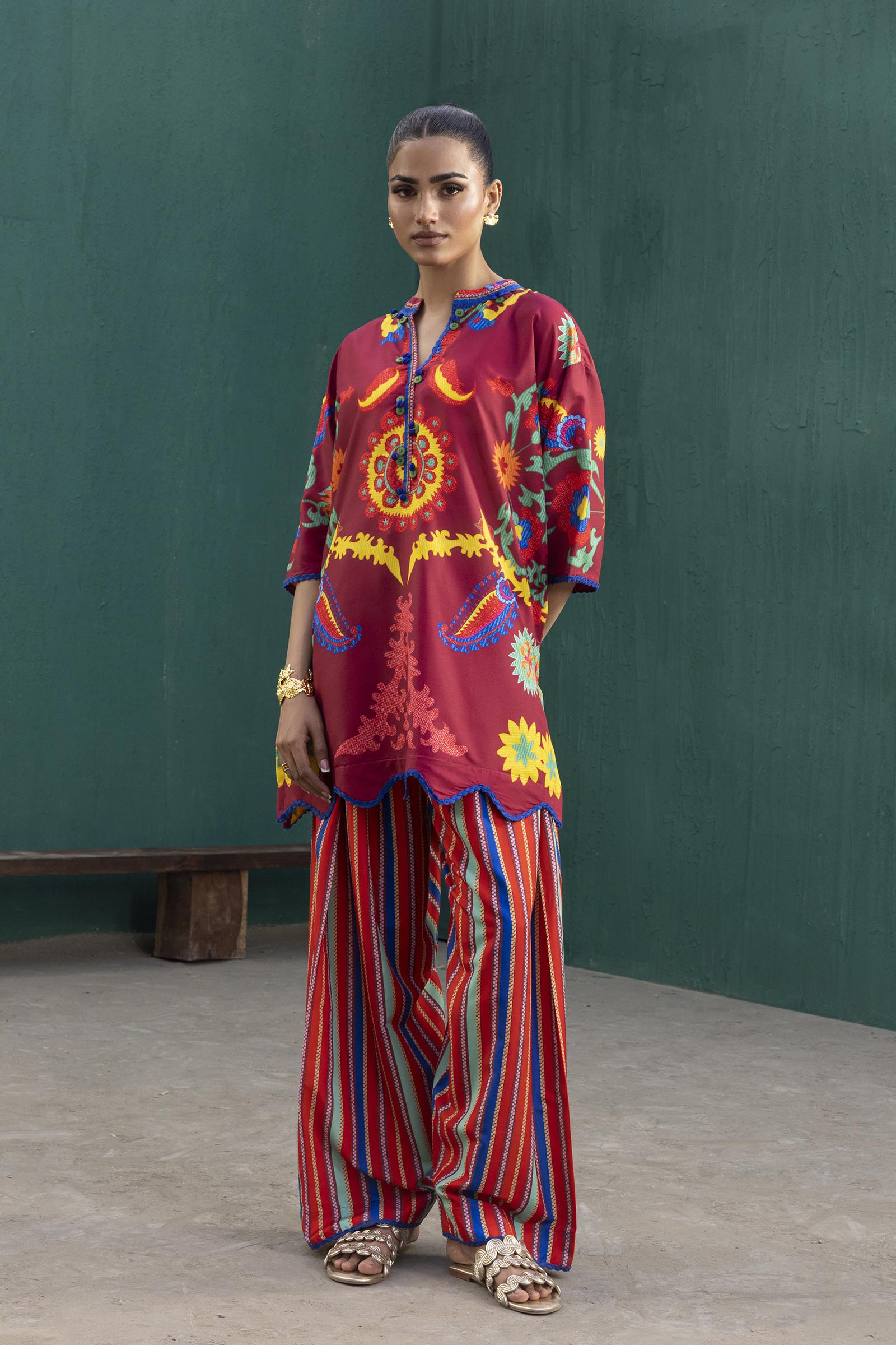 Stitched Printed Viscose Shirt+ Shalwar