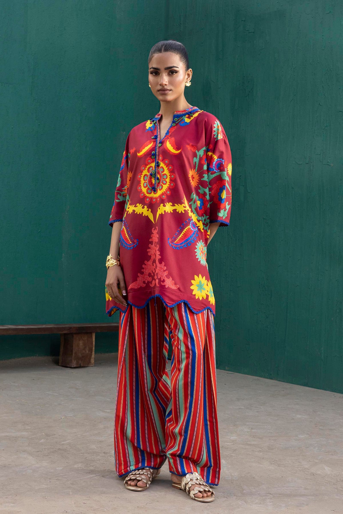 Stitched Printed Viscose Shirt+ Shalwar