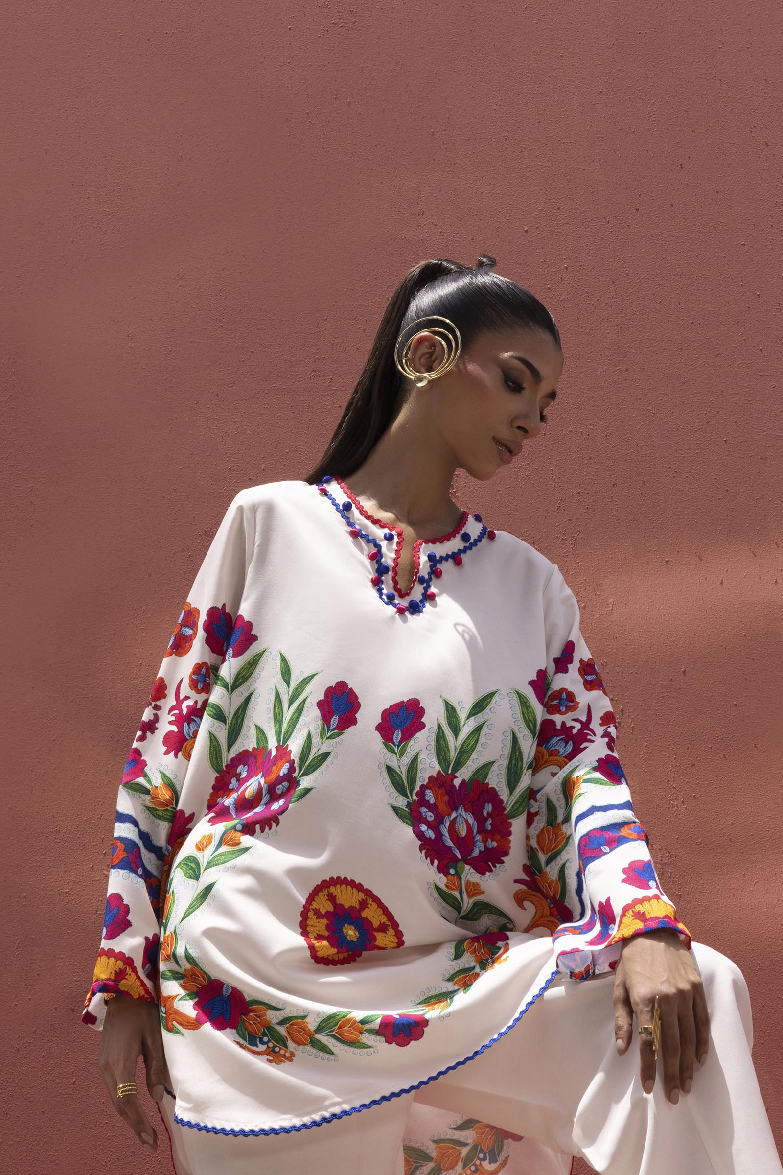 Stitched Printed Viscose Shirt+ Culotte
