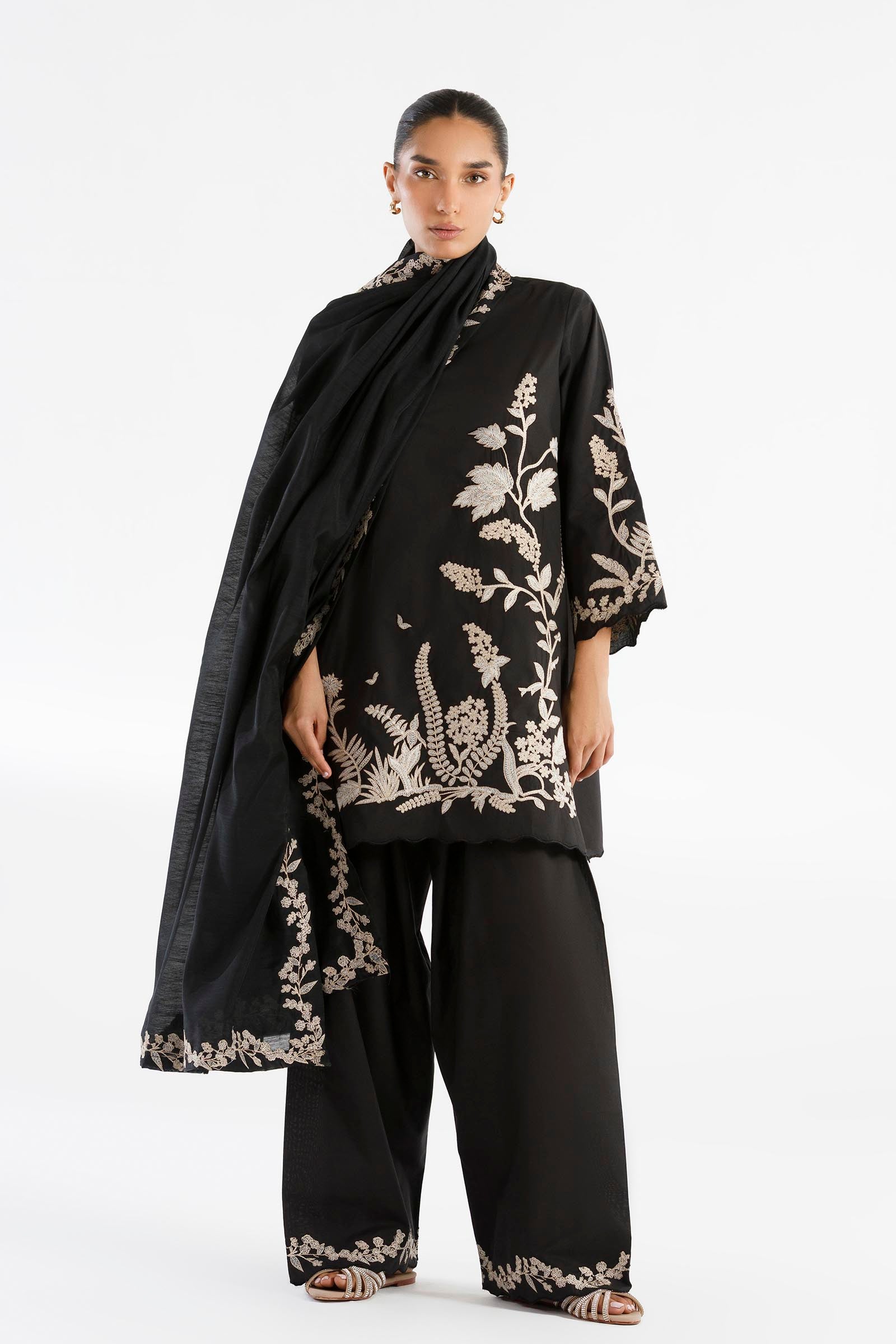 Stitched Embroidered Lawn Suit