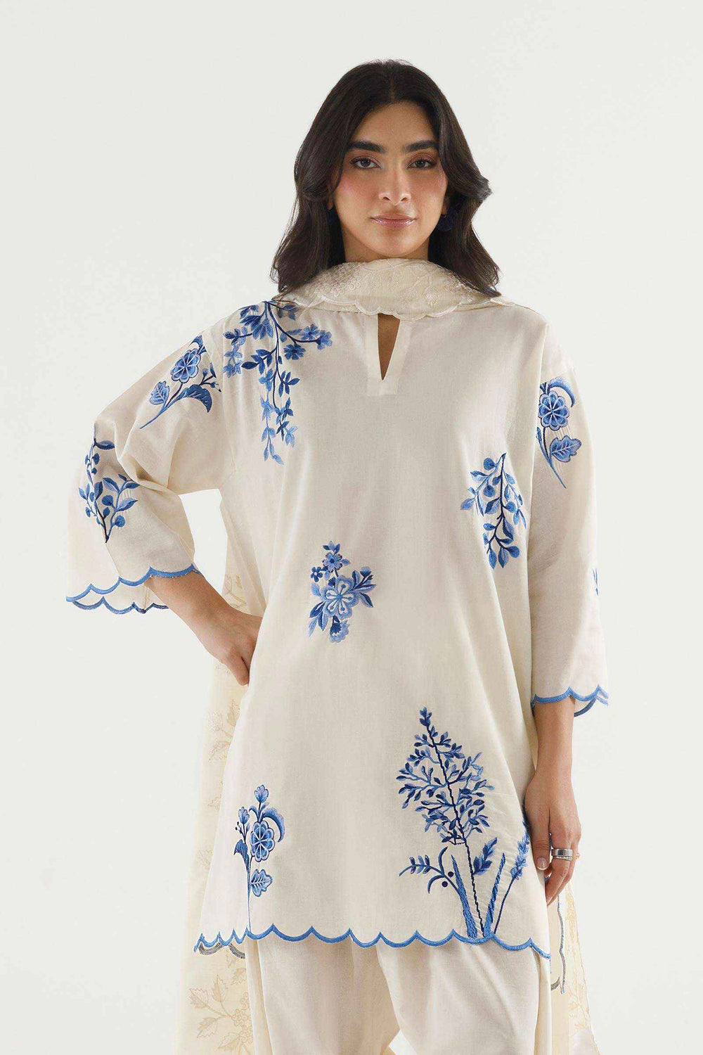 Stitched Embroidered Lawn Suit