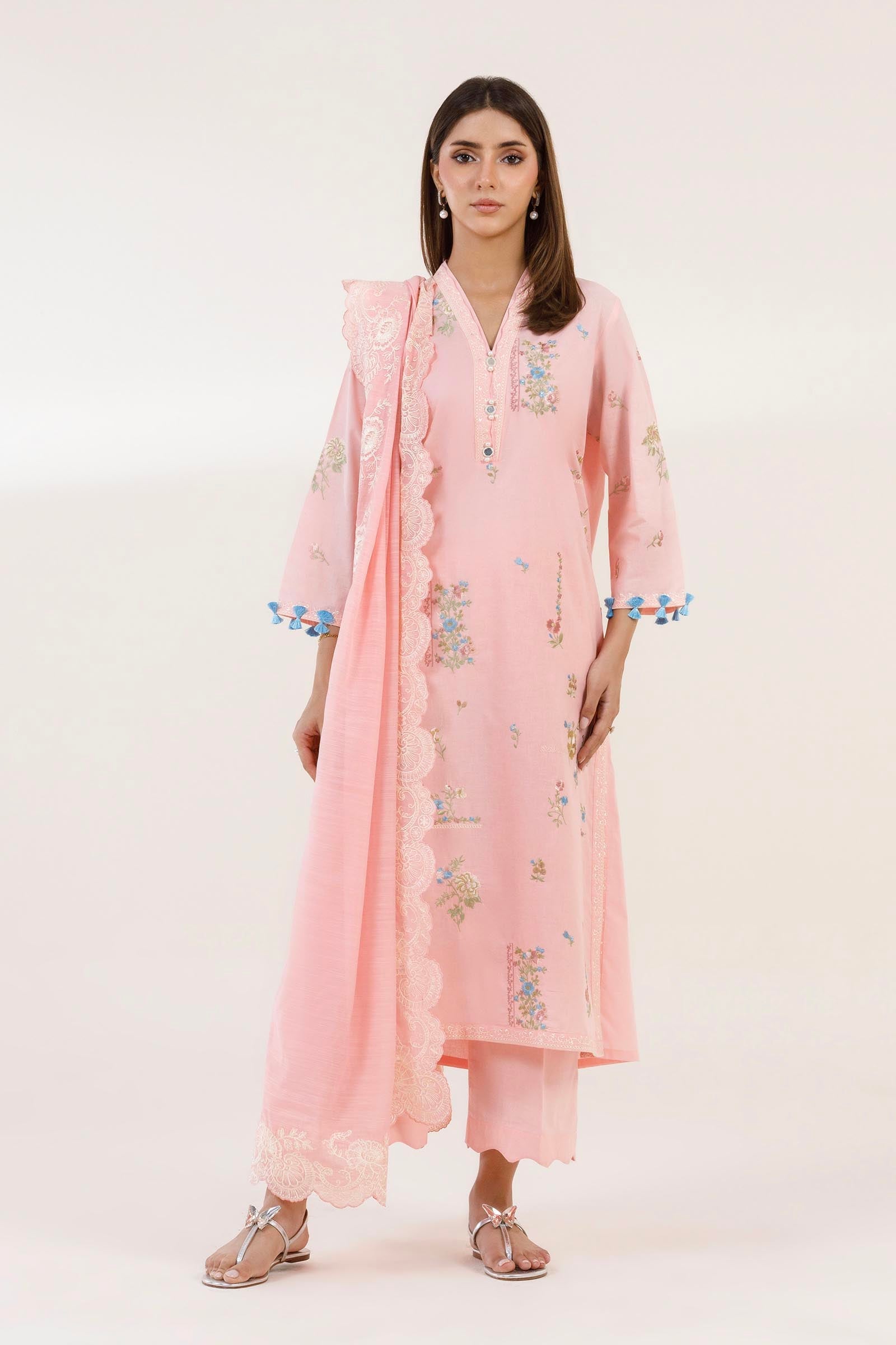 Stitched Embroidered Lawn Shirt + Culotte