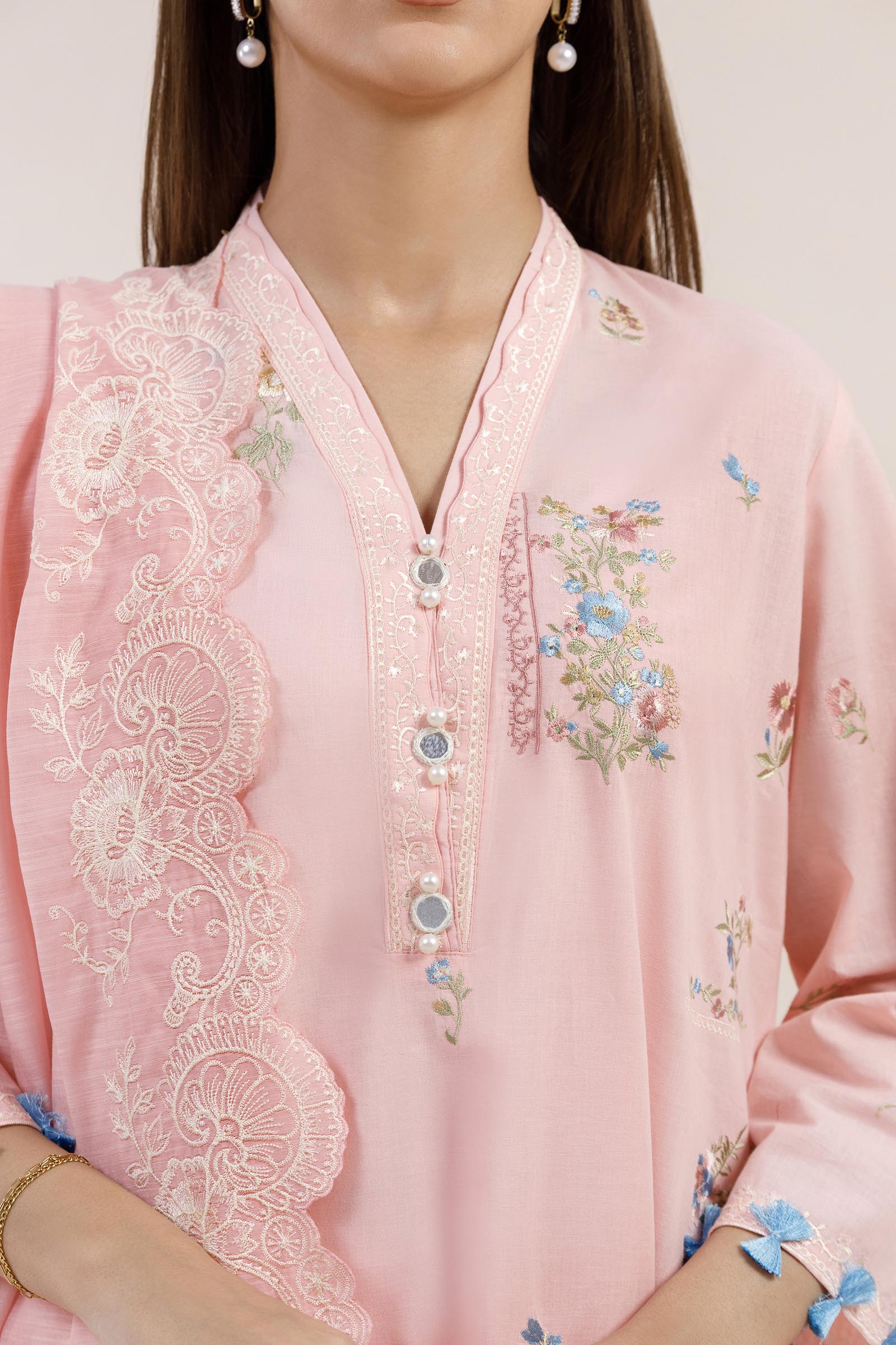 Stitched Embroidered Lawn Shirt + Culotte