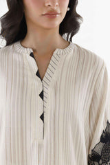 Stitched Embroidered Leno Kara Shirt+ Culotte