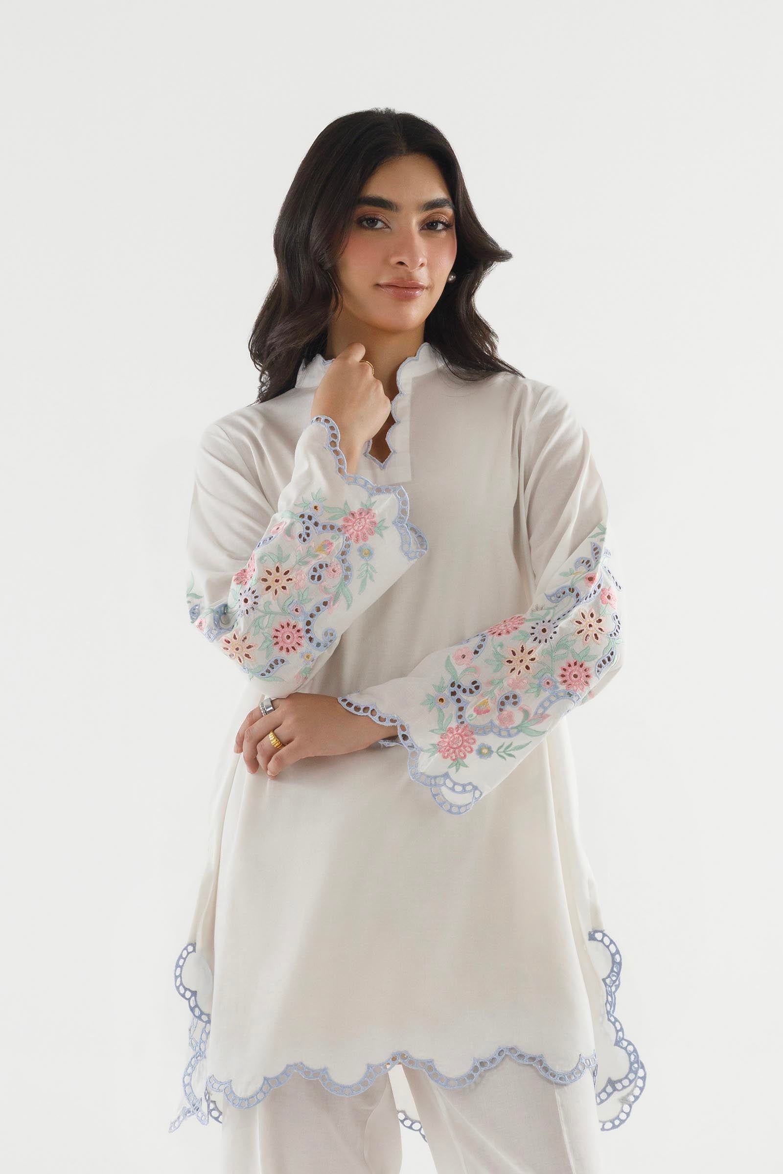 Stitched Embroidered Lawn Shirt+ Culotte