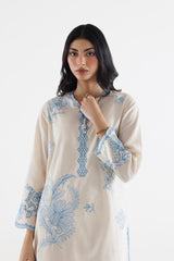 Stitched Embroidered Slub Lawn Shirt+ Culotte