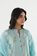 Stitched Embroidered Slub Lawn Suit