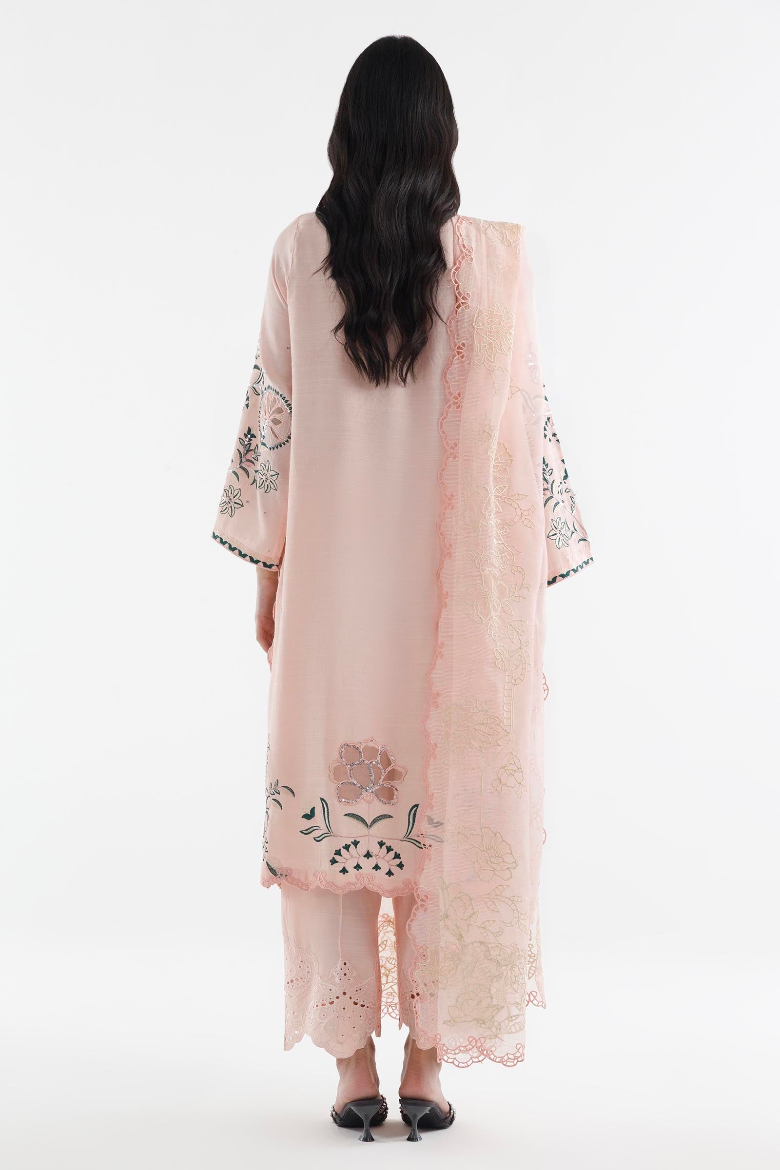 Stitched Embroidered Raw Silk Suit