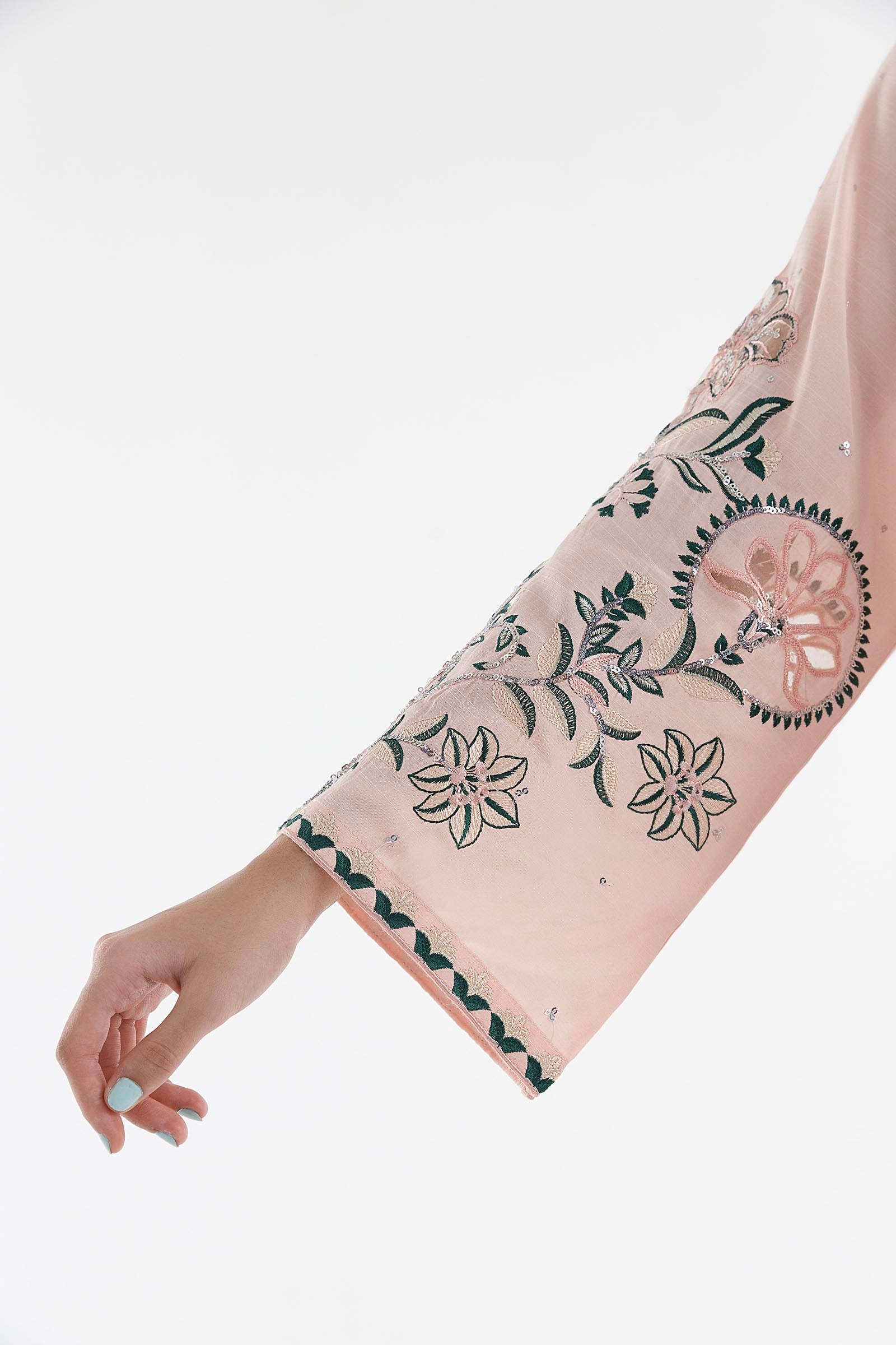 Stitched Embroidered Raw Silk Suit
