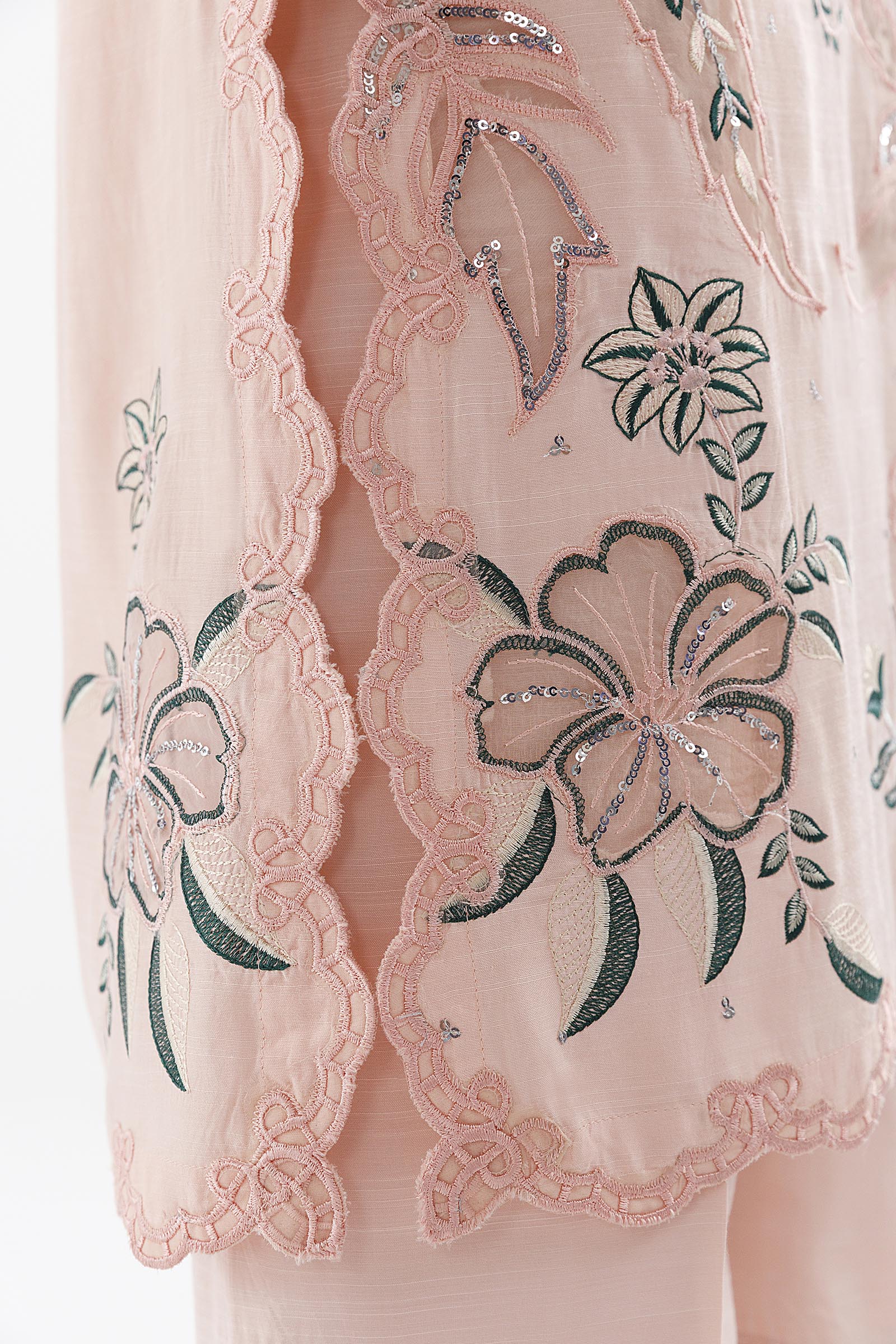 Stitched Embroidered Raw Silk Suit