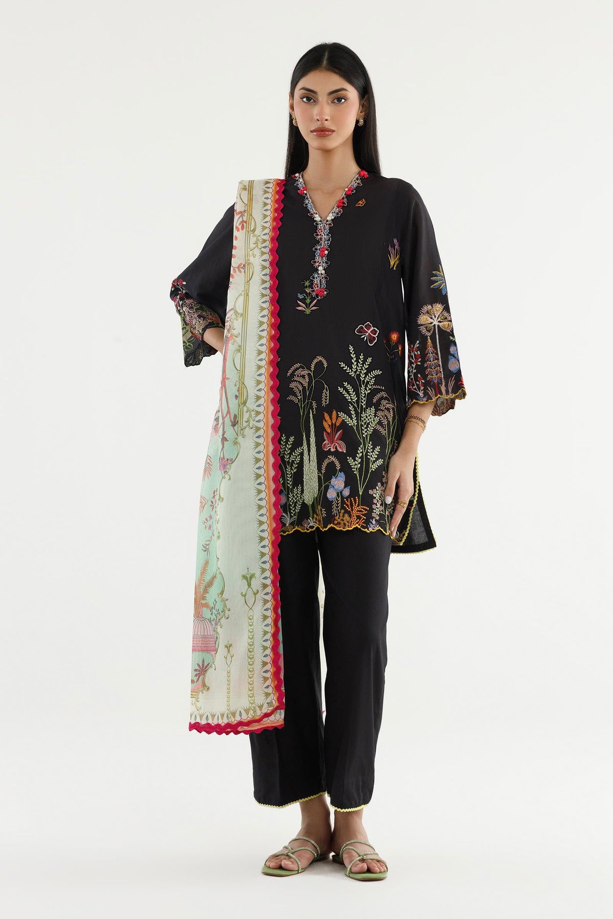 Stitched Embroidered Lawn Suit